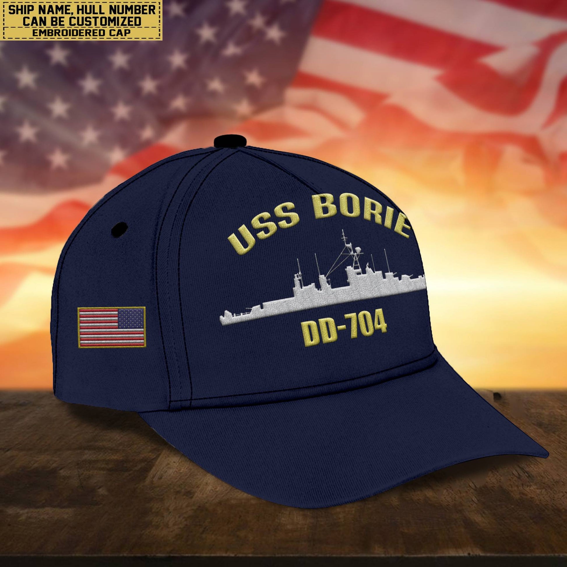 Custom US Navy Ships Embroidered Cap, Hat for US Veteran, Gifts for Father's Day, Veterans Day VPVC300701