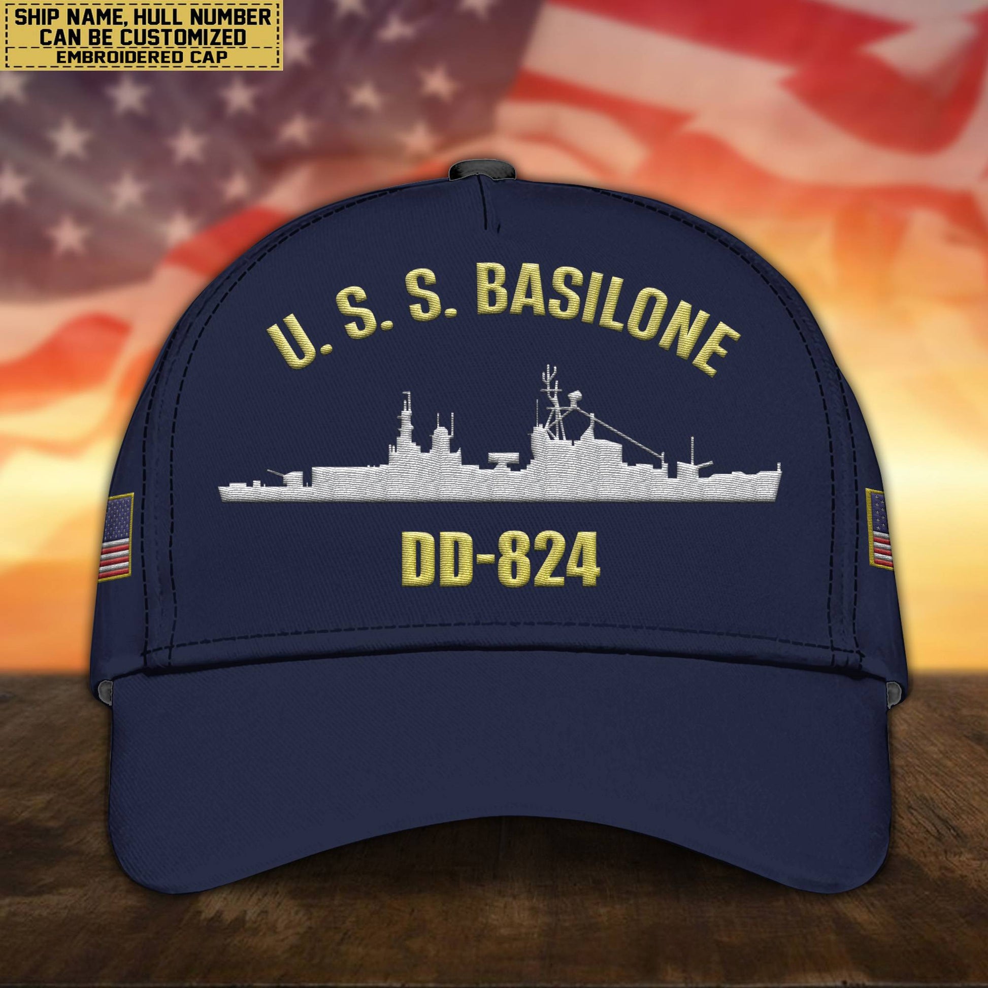 Custom US Navy Ships Embroidered Cap, Hat for US Veteran, Gifts for Father's Day, Veterans Day VPVC300701