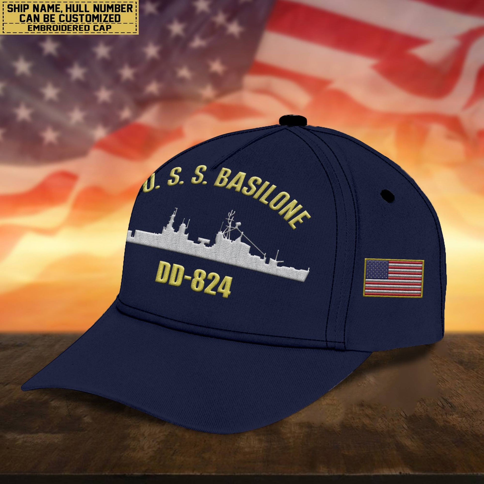 Custom US Navy Ships Embroidered Cap, Hat for US Veteran, Gifts for Father's Day, Veterans Day VPVC300701