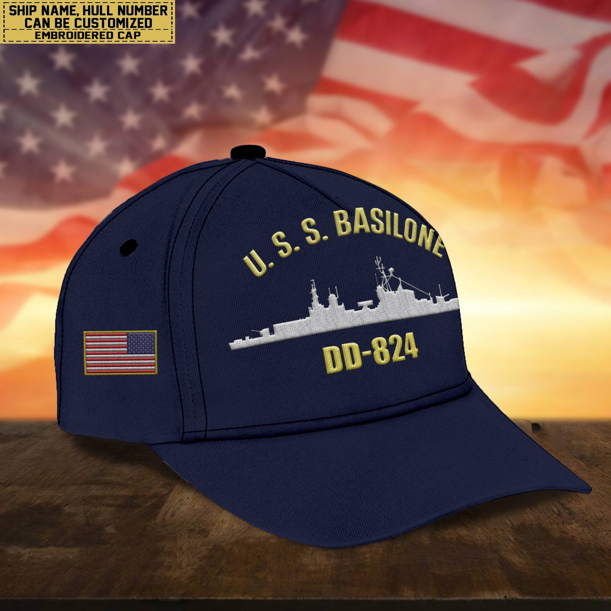 Custom US Navy Ships Embroidered Cap, Hat for US Veteran, Gifts for Father's Day, Veterans Day VPVC300701