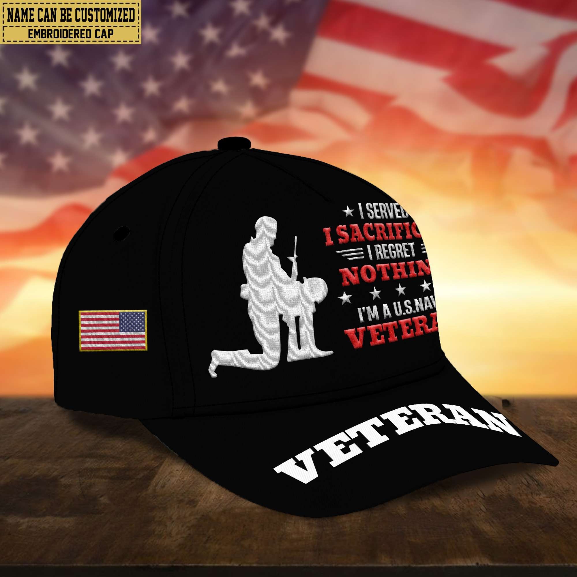 Premium Custom Name US Navy Embroidered Cap, Gifts for Navy Veteran, Gifts for Father's Day, Veterans Day VPVC300802