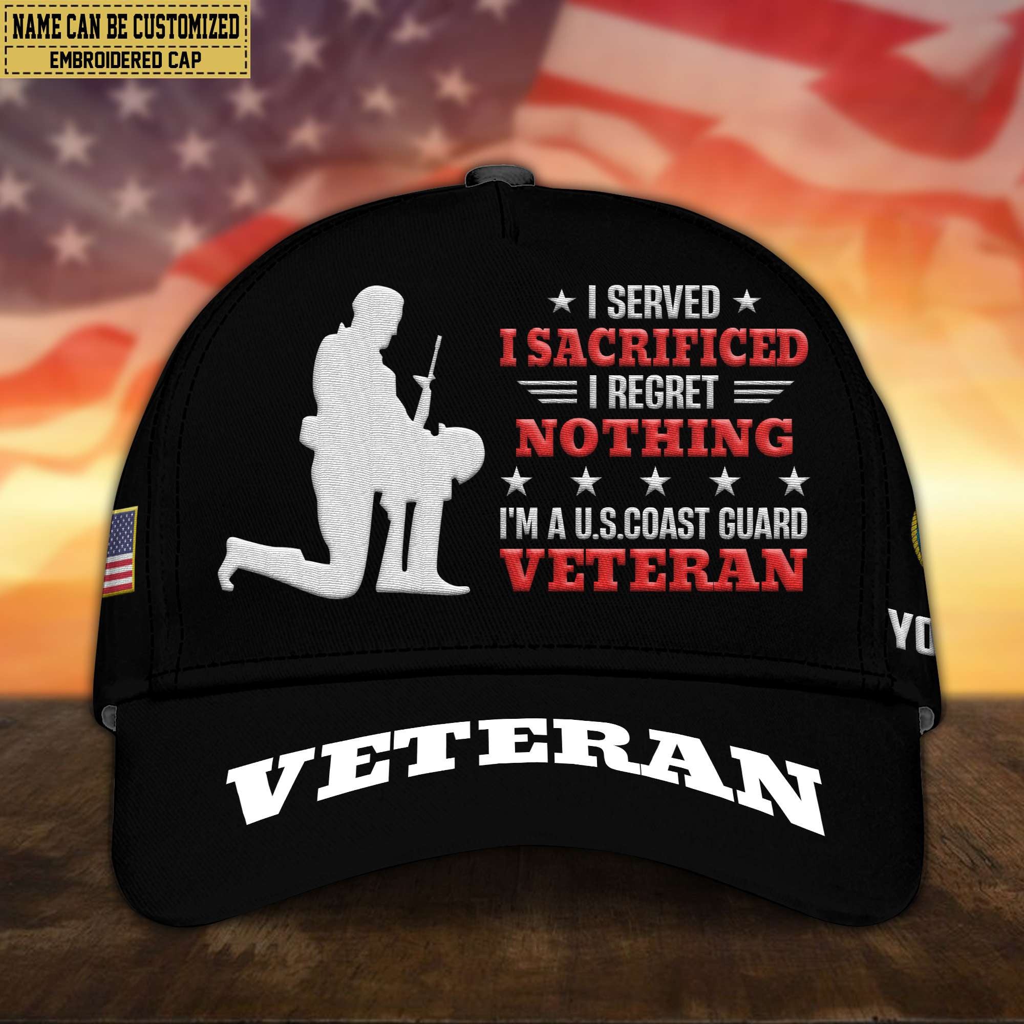 Premium Custom USCG Embroidered Cap, Gifts for Coast Guard Veteran, Gifts for Father's Day, Veterans Day VPVC300805