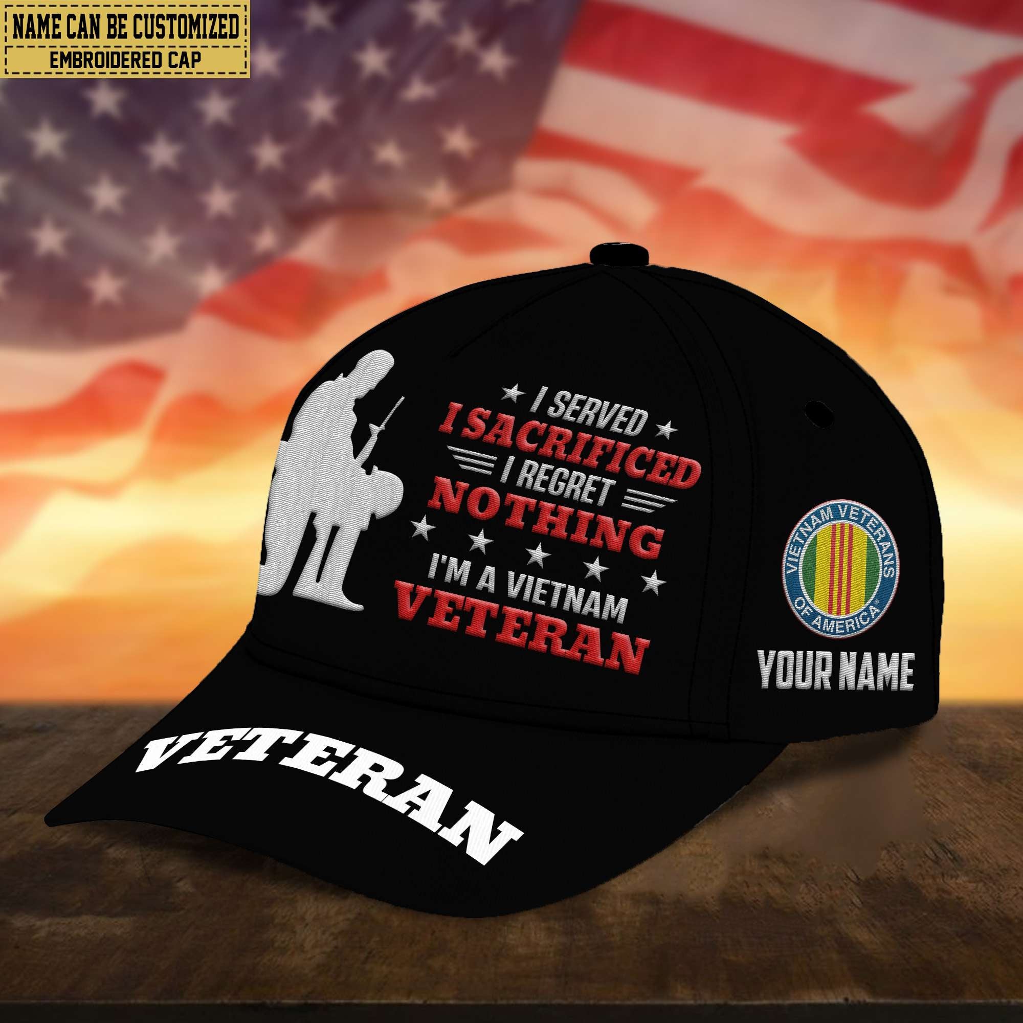 Premium Custom Vietnam Veteran Embroidered Cap, Gifts for Vietnam Veteran, Gifts for Father's Day, Veterans Day VPVC300806