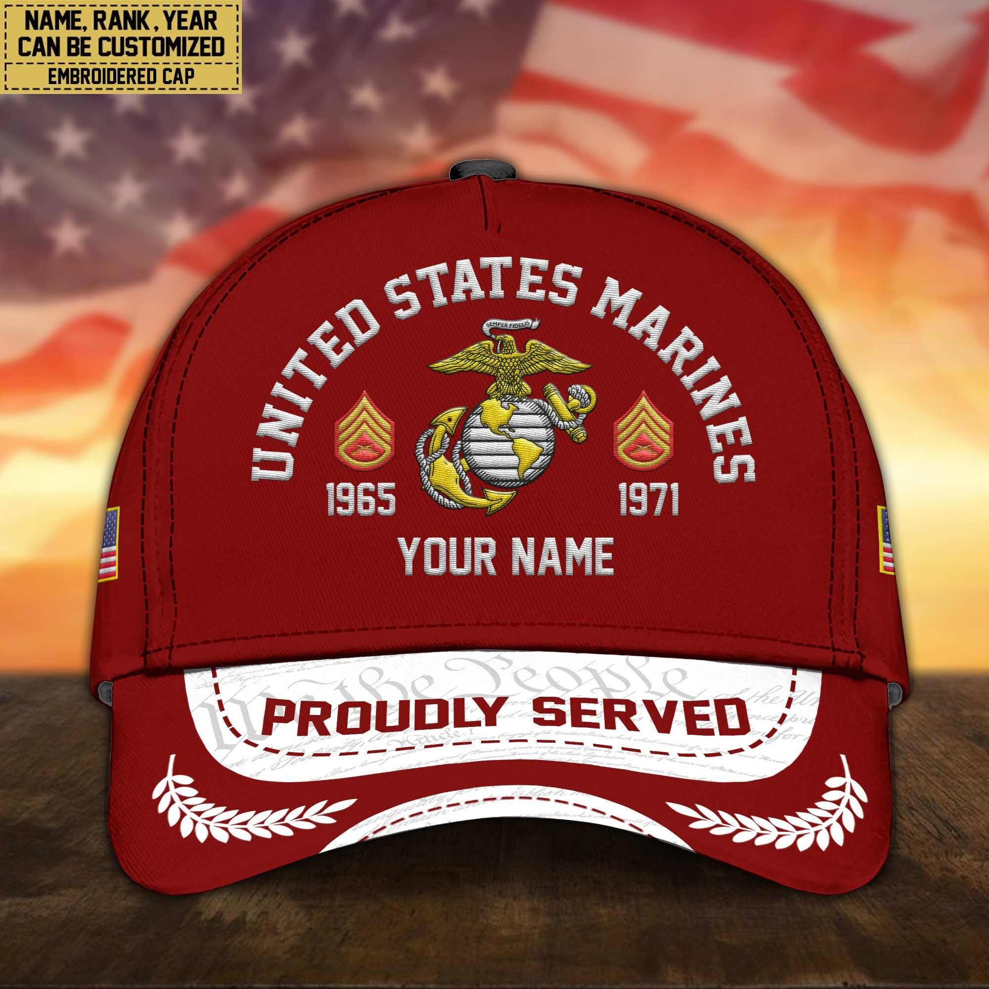 Premium Custom USMC Embroidered Cap, Gifts for Marine Veteran, Gifts for Father's Day, Veterans Day VPVC300603