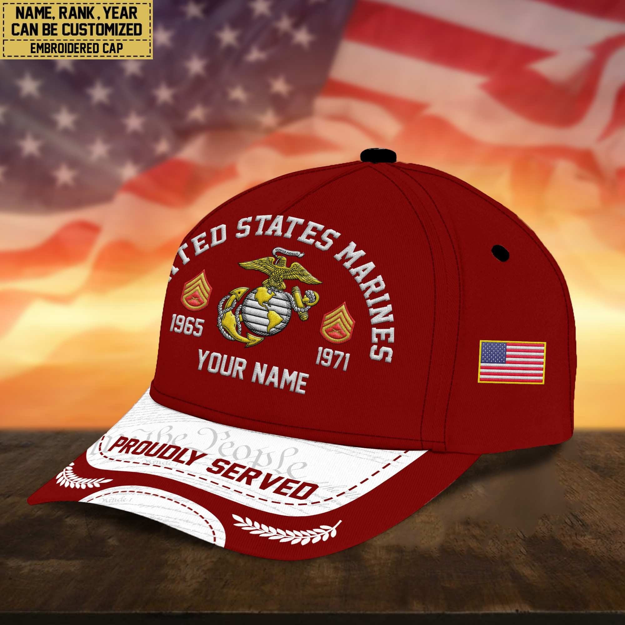 Premium Custom USMC Embroidered Cap, Gifts for Marine Veteran, Gifts for Father's Day, Veterans Day VPVC300603