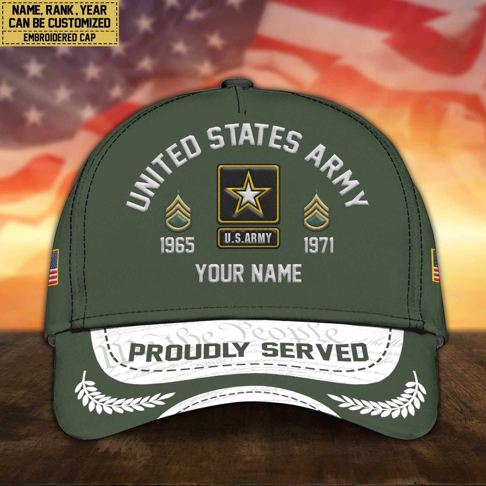 Premium Custom US Army Embroidered Cap, Gifts for Army Veteran, Gifts for Father's Day, Veterans Day VPVC300601