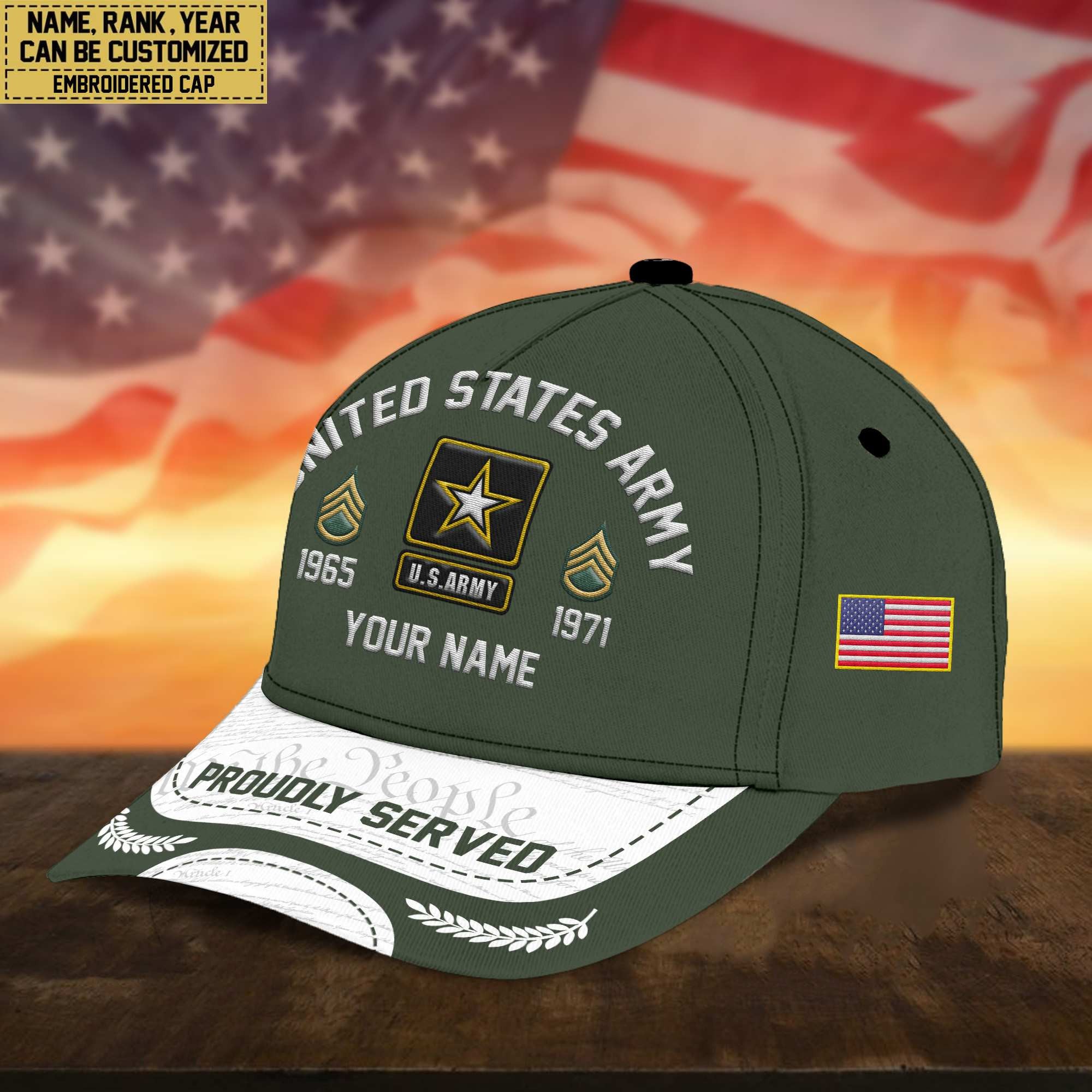 Premium Custom US Army Embroidered Cap, Gifts for Army Veteran, Gifts for Father's Day, Veterans Day VPVC300601