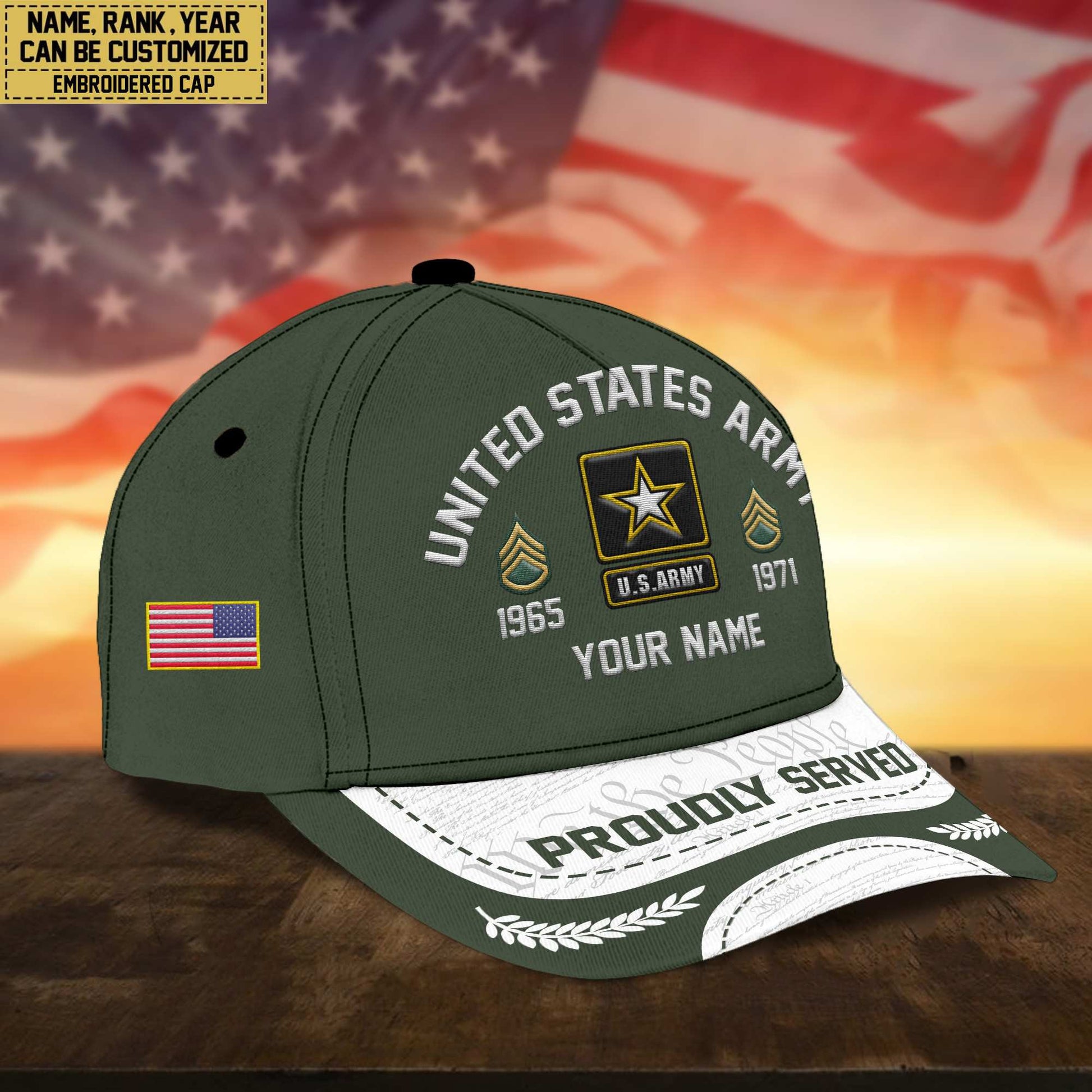 Premium Custom US Army Embroidered Cap, Gifts for Army Veteran, Gifts for Father's Day, Veterans Day VPVC300601