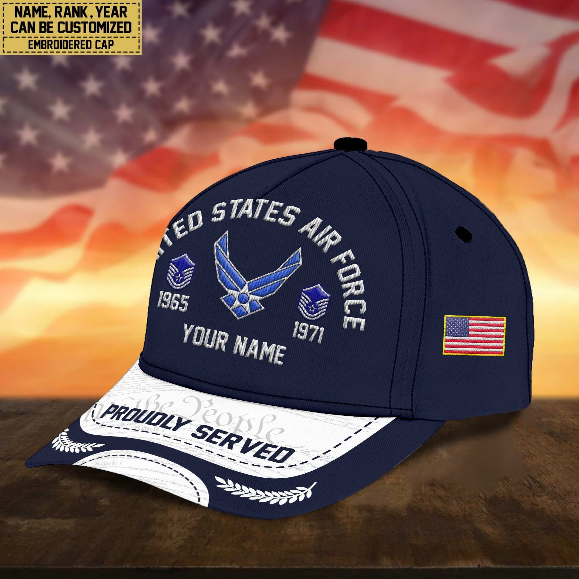 Premium Custom USAF Embroidered Cap, Gifts for Air Foce Veteran, Gifts for Father's Day, Veterans Day VPVC300604