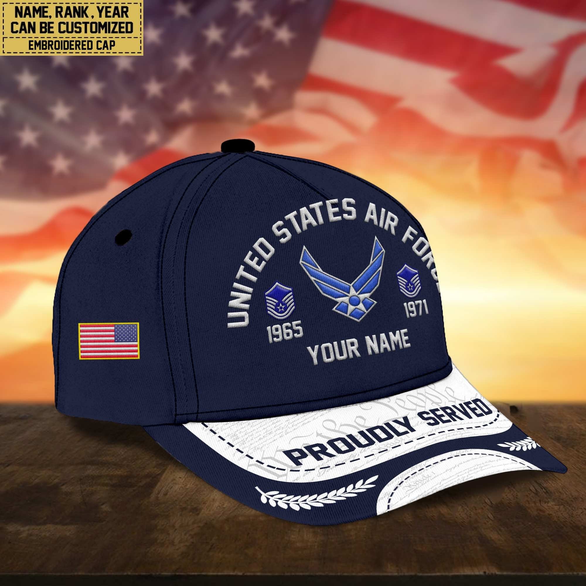 Premium Custom USAF Embroidered Cap, Gifts for Air Foce Veteran, Gifts for Father's Day, Veterans Day VPVC300604