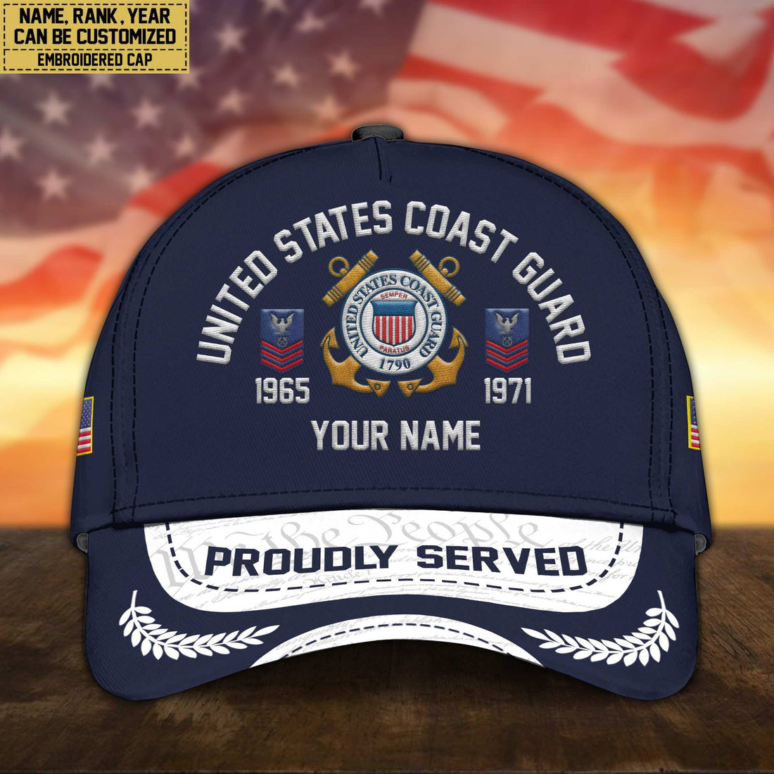 Premium Custom USCG Embroidered Cap, Gifts for Coast Guard Veteran, Gifts for Father's Day, Veterans Day VPVC300605