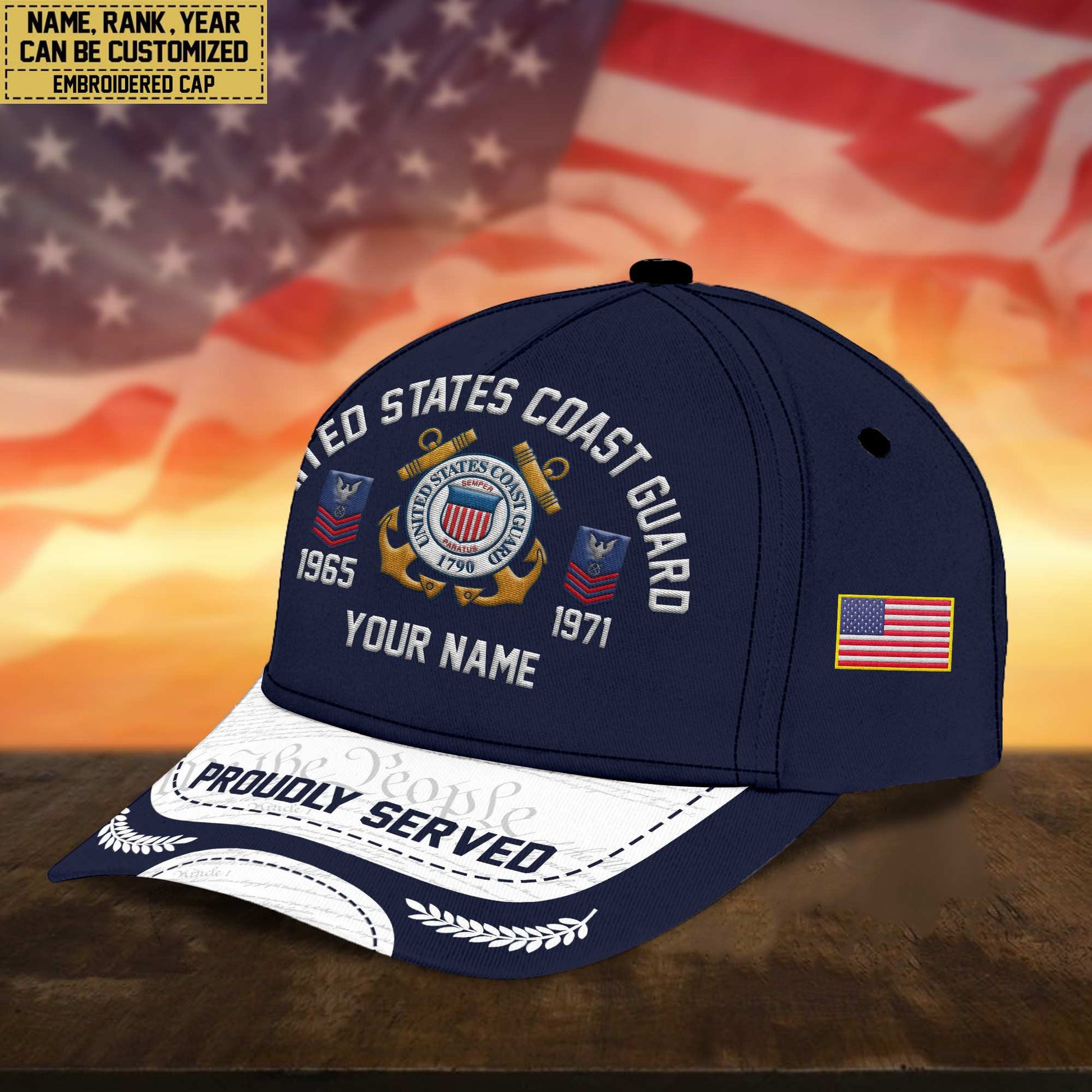 Premium Custom USCG Embroidered Cap, Gifts for Coast Guard Veteran, Gifts for Father's Day, Veterans Day VPVC300605
