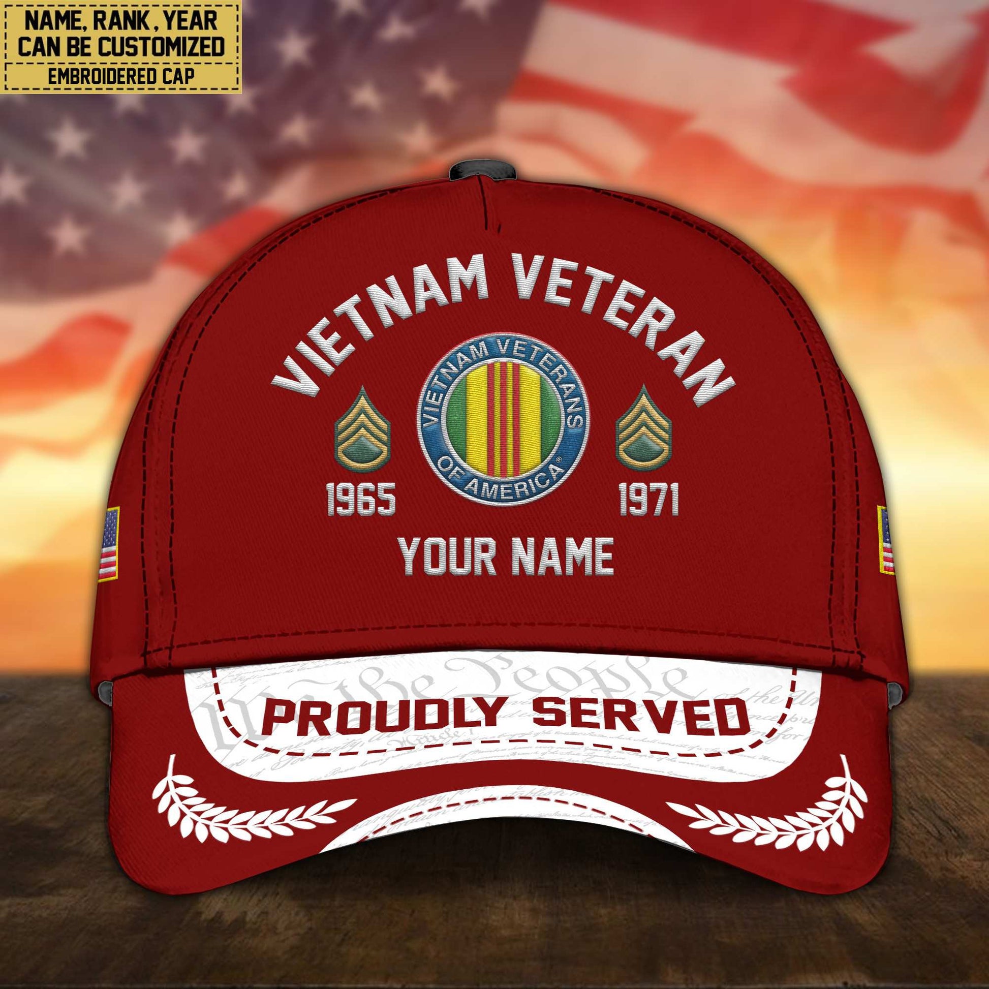 Premium Custom Vietnam Veteran Embroidered Cap, Gifts for Vietnam Veteran, Gifts for Father's Day, Veterans Day VPVC300606