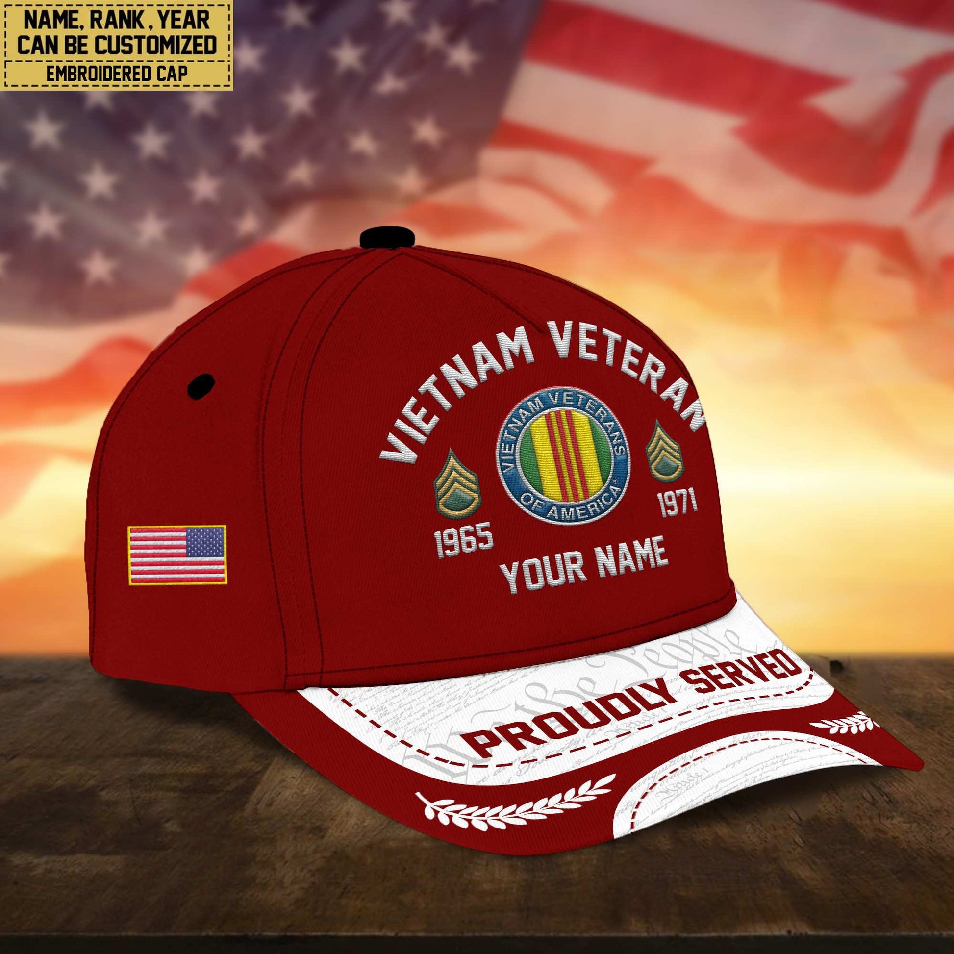 Premium Custom Vietnam Veteran Embroidered Cap, Gifts for Vietnam Veteran, Gifts for Father's Day, Veterans Day VPVC300606
