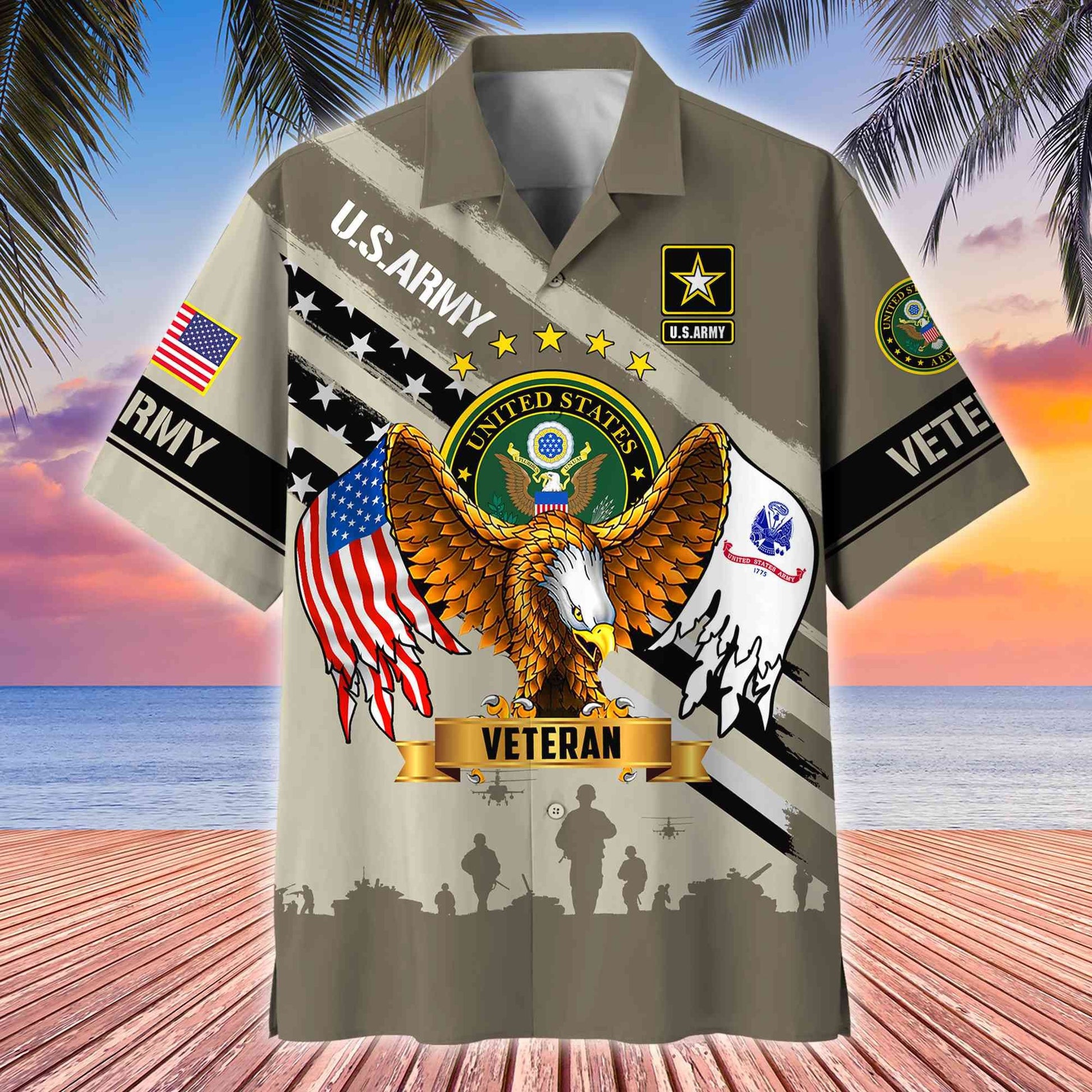 Premium US Veterans Hawaii Shirt, Gifts For Dad, For Husband Veteran BPVC080701
