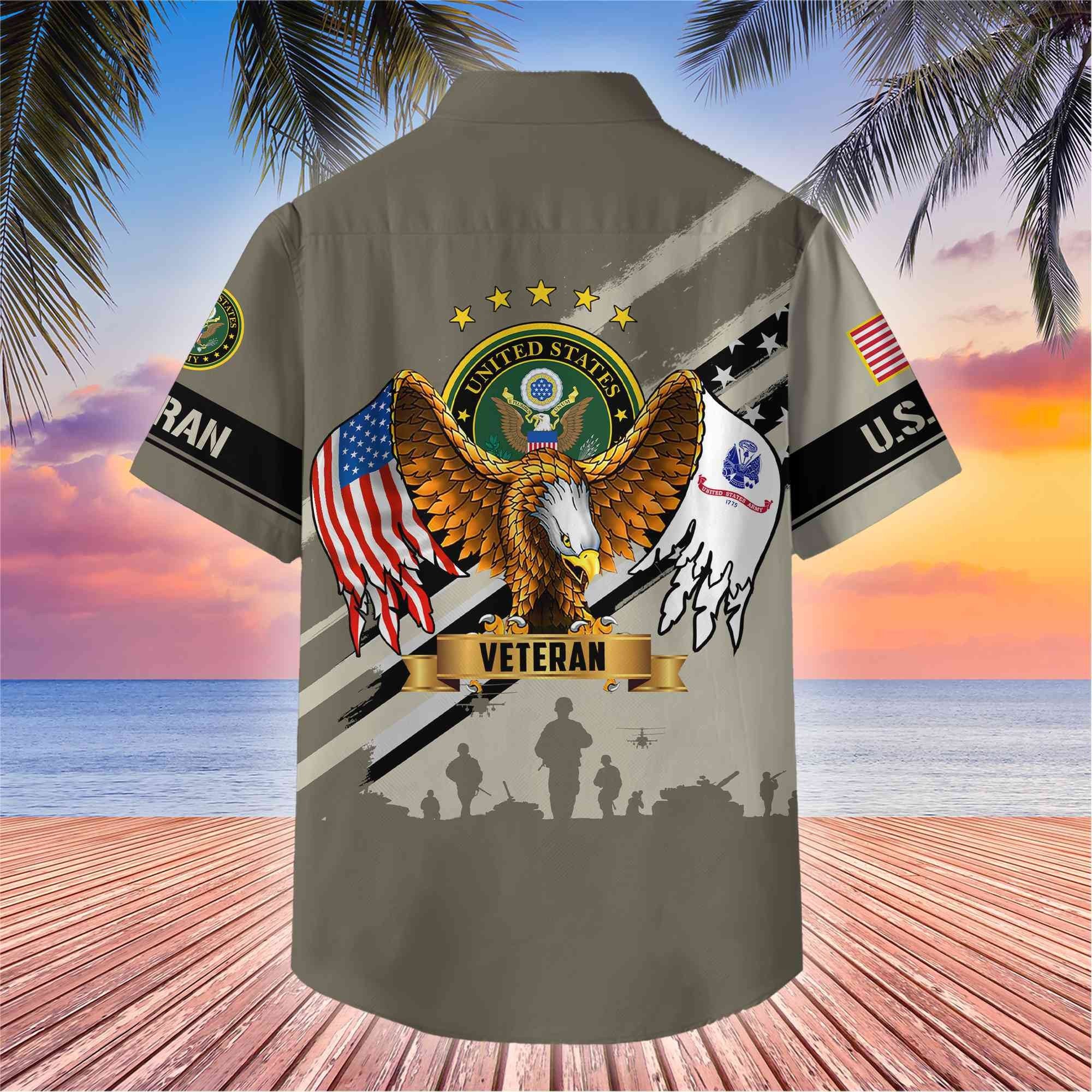 Premium US Veterans Hawaii Shirt, Gifts For Dad, For Husband Veteran BPVC080701