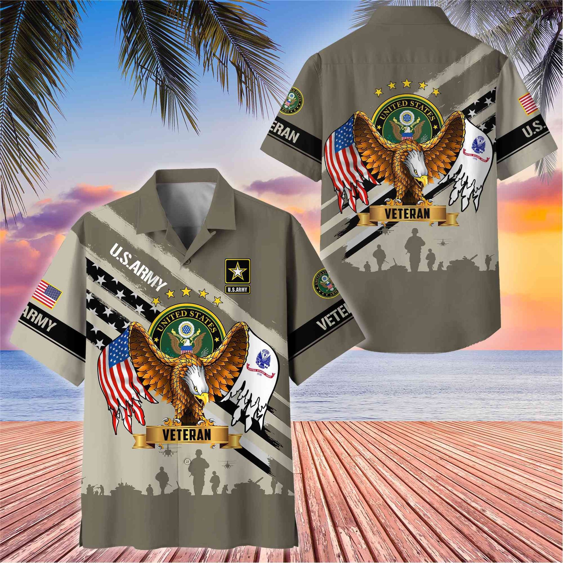 Premium US Veterans Hawaii Shirt, Gifts For Dad, For Husband Veteran BPVC080701