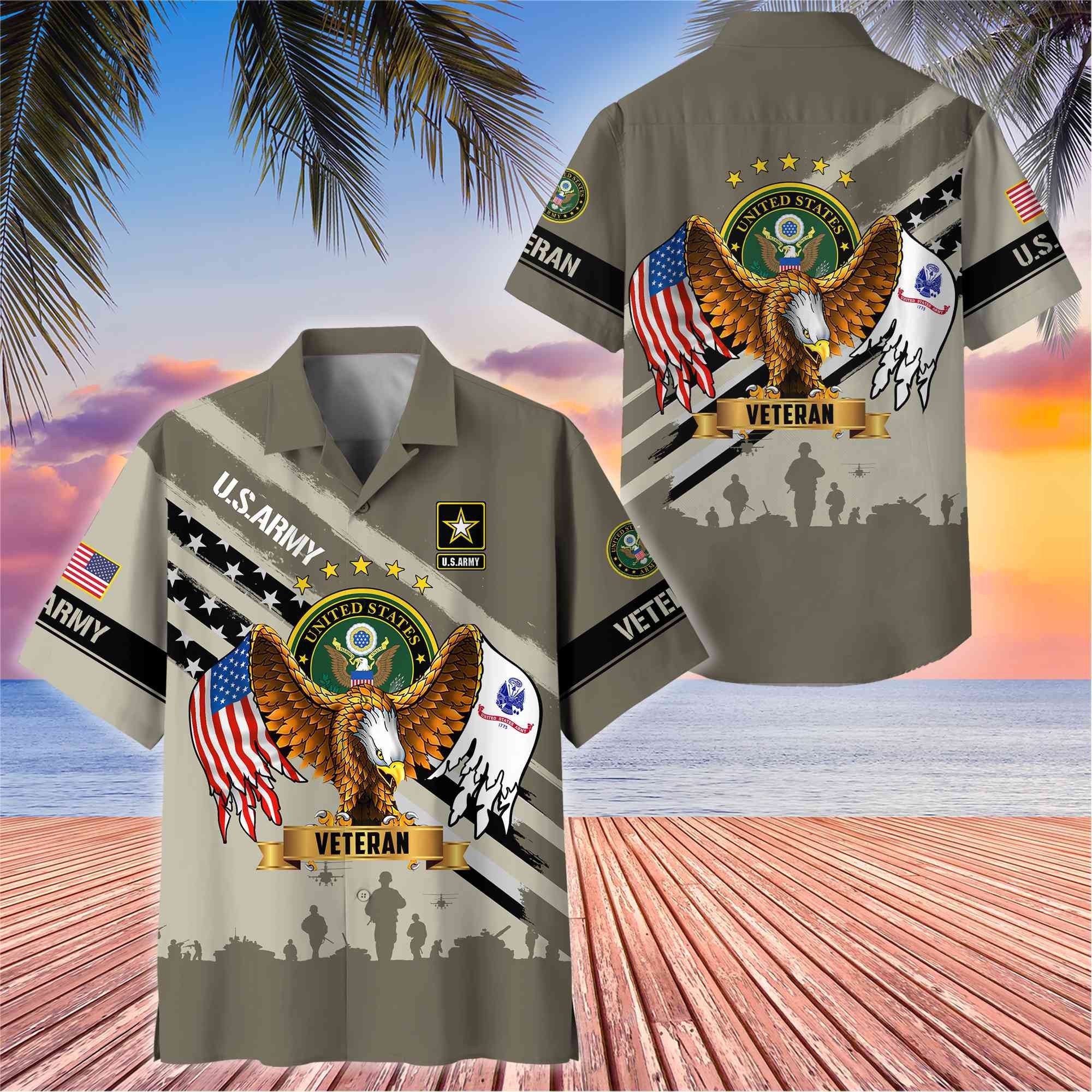 Premium US Veterans Hawaii Shirt, Gifts For Dad, For Husband Veteran BPVC080701