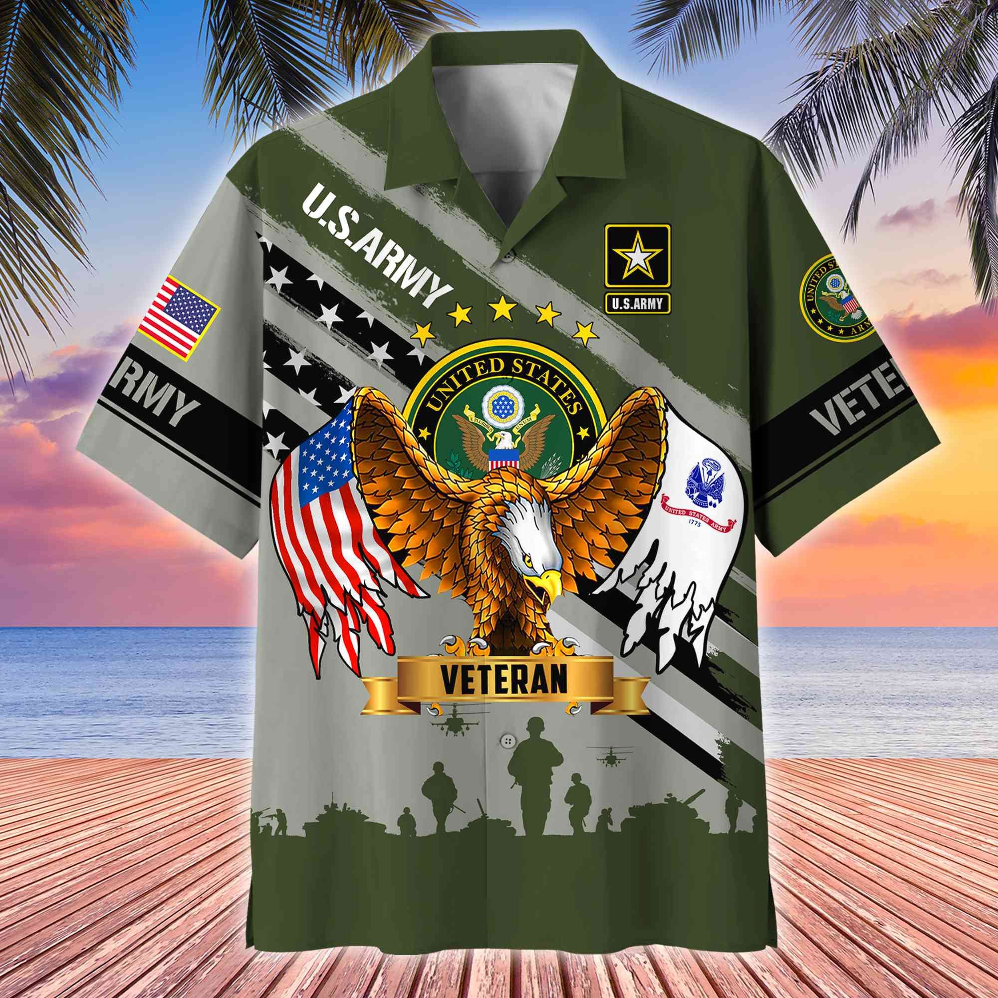 Premium US Veterans Hawaii Shirt, Gifts For Dad, For Husband Veteran BPVC080701