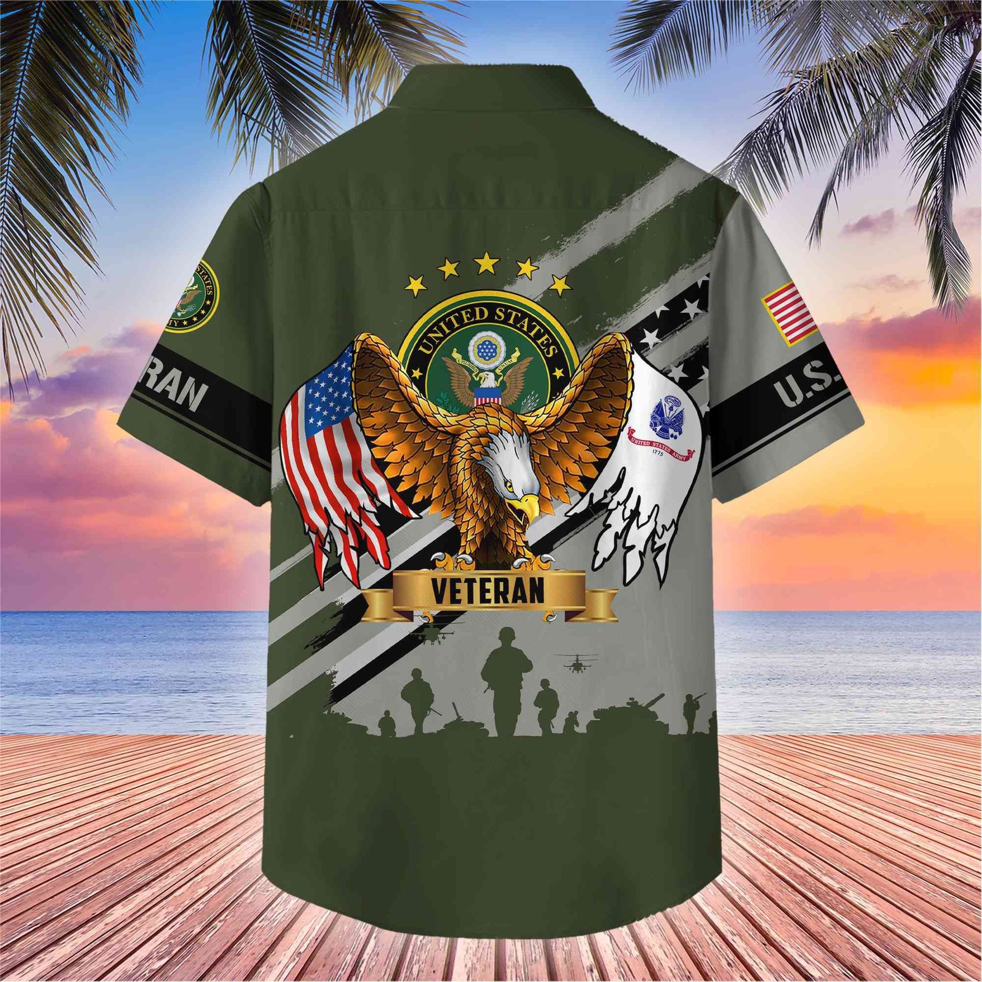 Premium US Veterans Hawaii Shirt, Gifts For Dad, For Husband Veteran BPVC080701