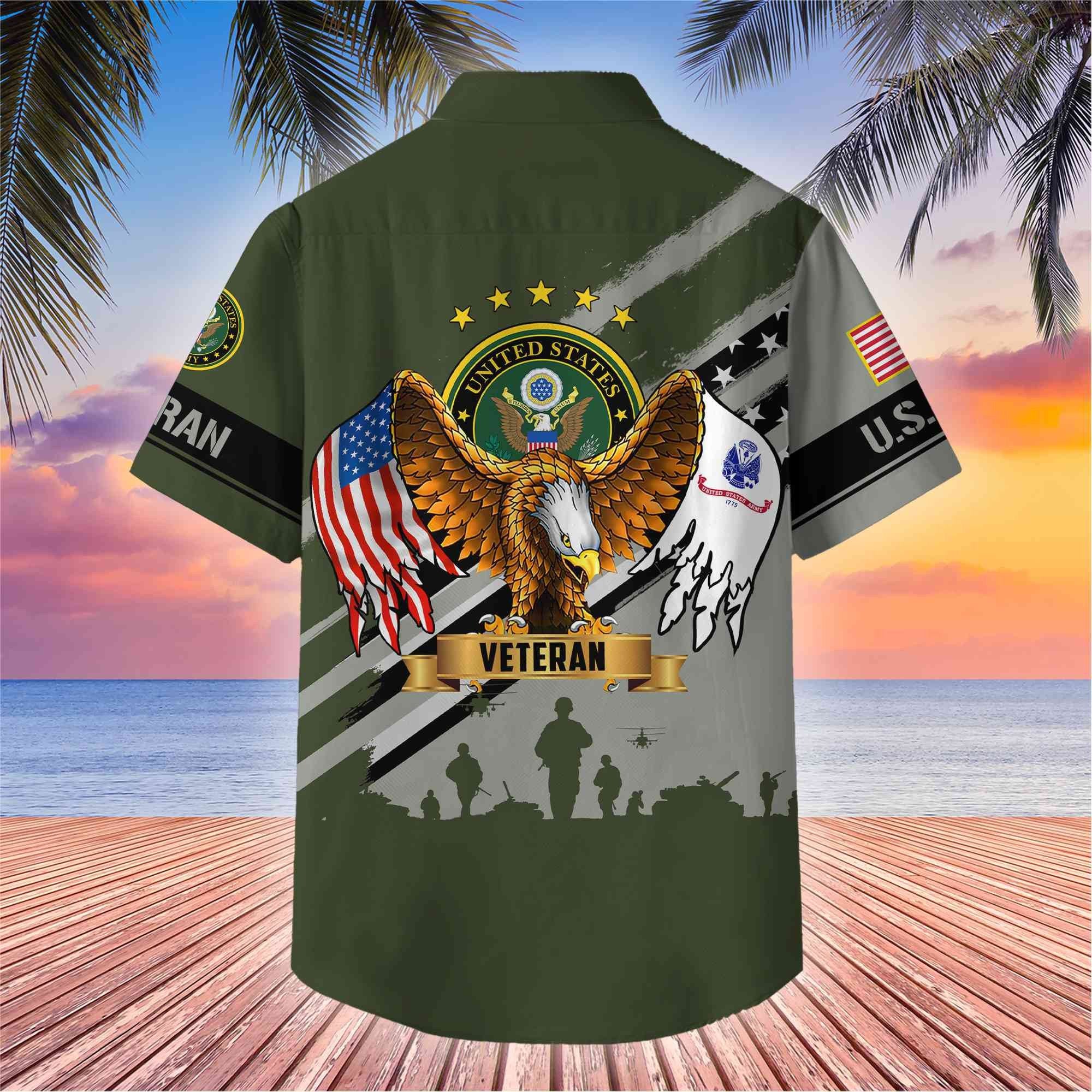 Premium US Veterans Hawaii Shirt, Gifts For Dad, For Husband Veteran BPVC080701