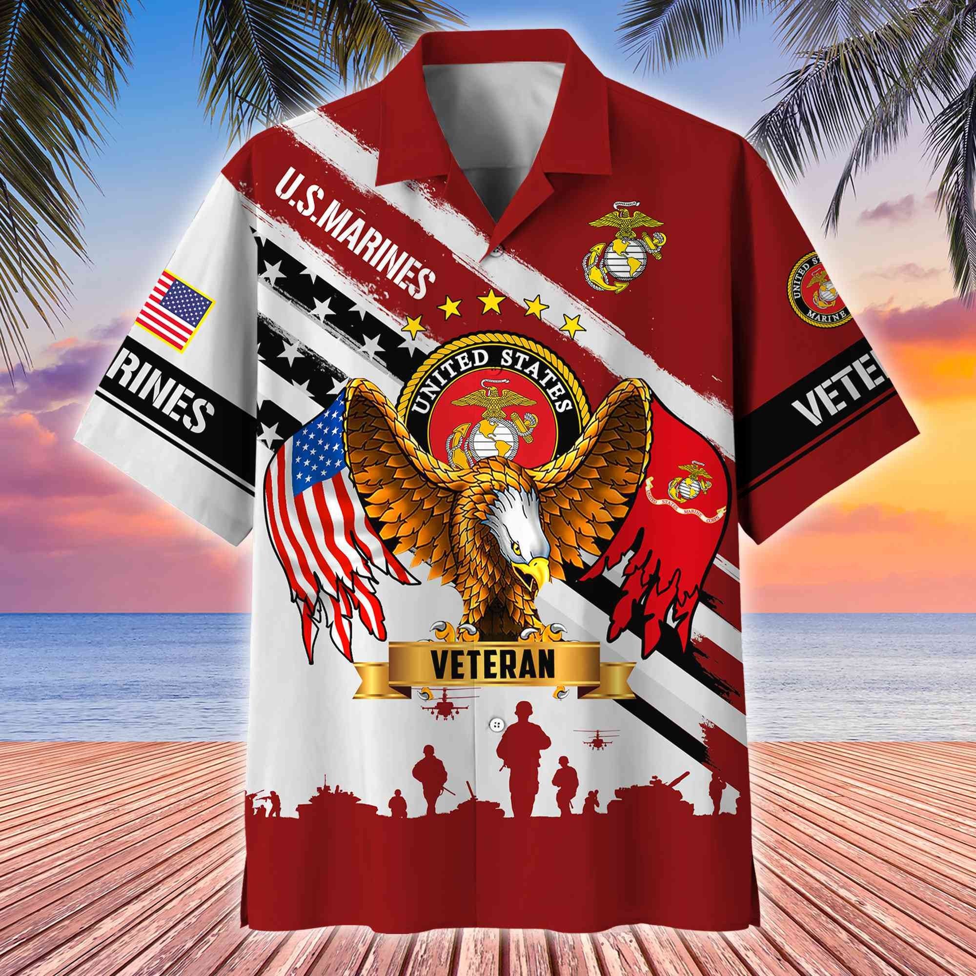 Premium US Veterans Hawaii Shirt, Gifts For Dad, For Husband Veteran BPVC080701