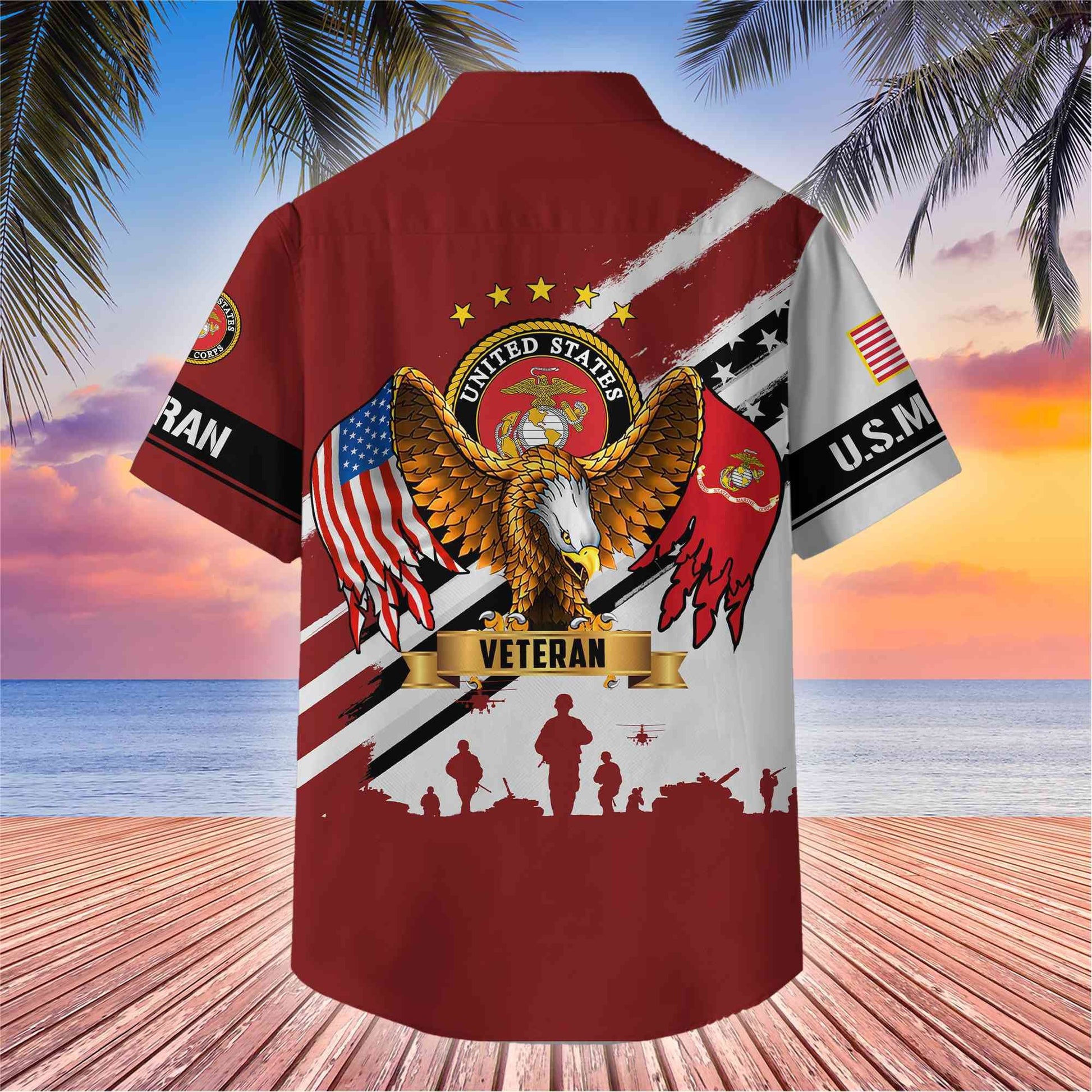 Premium US Veterans Hawaii Shirt, Gifts For Dad, For Husband Veteran BPVC080701