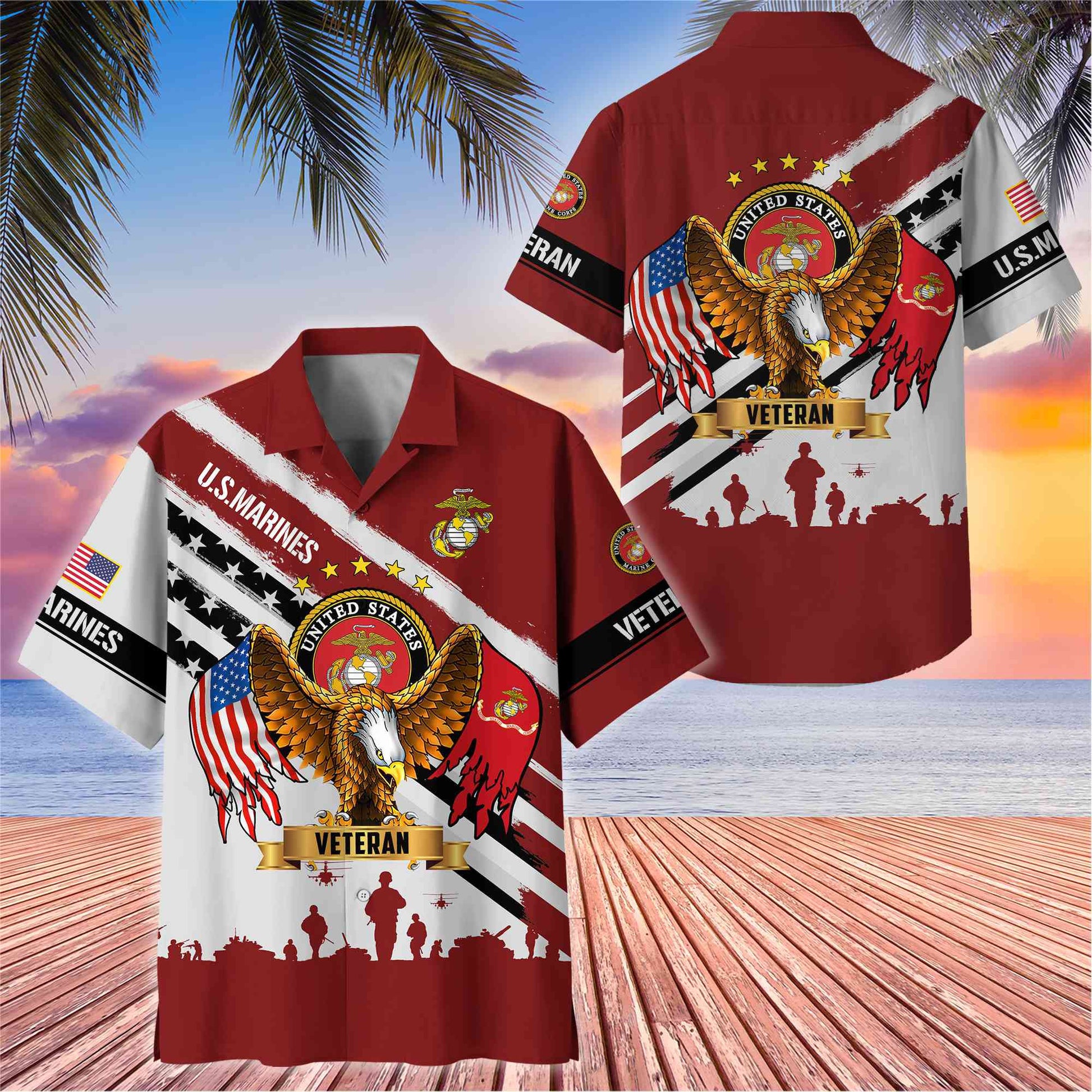 Premium US Veterans Hawaii Shirt, Gifts For Dad, For Husband Veteran BPVC080701