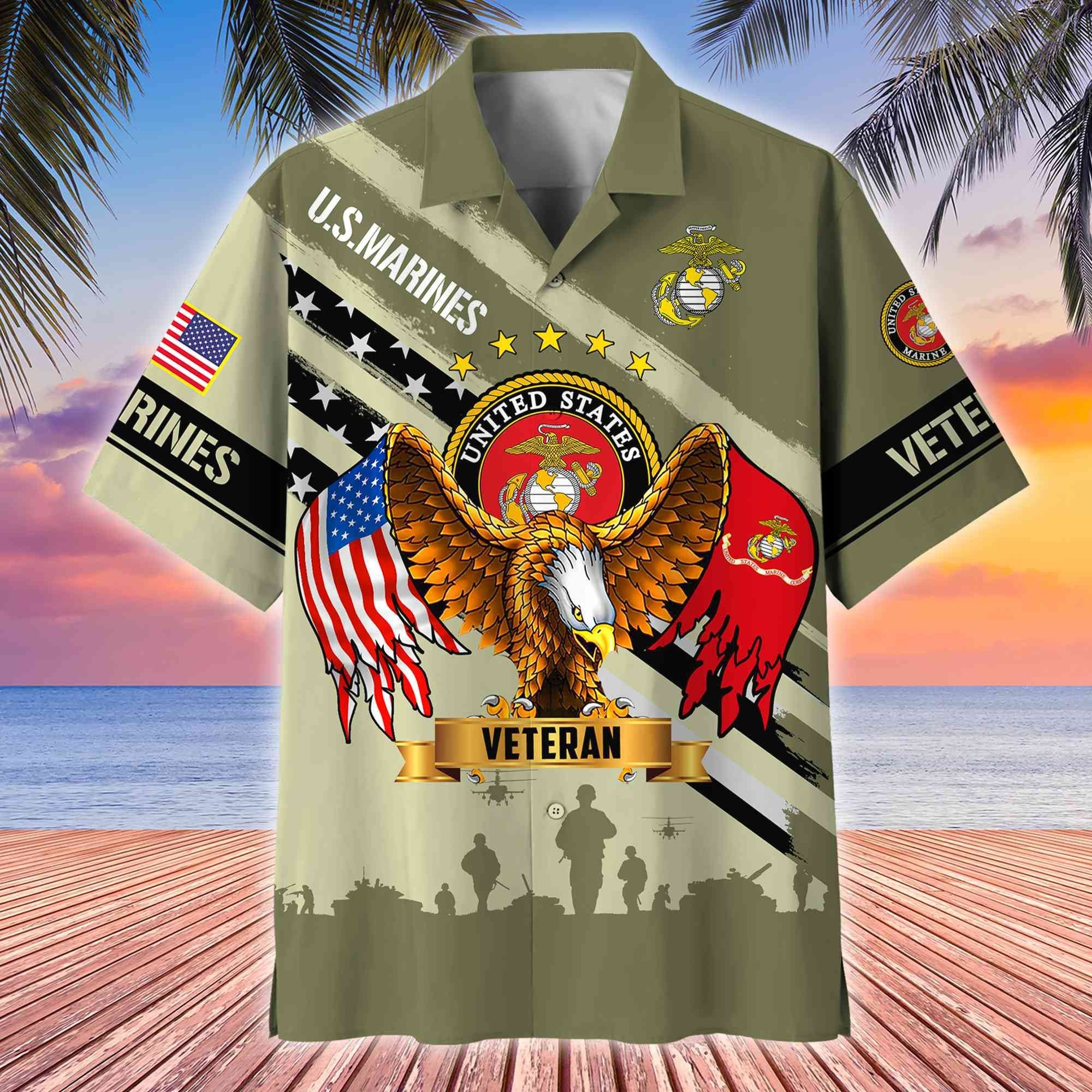 Premium US Veterans Hawaii Shirt, Gifts For Dad, For Husband Veteran BPVC080701