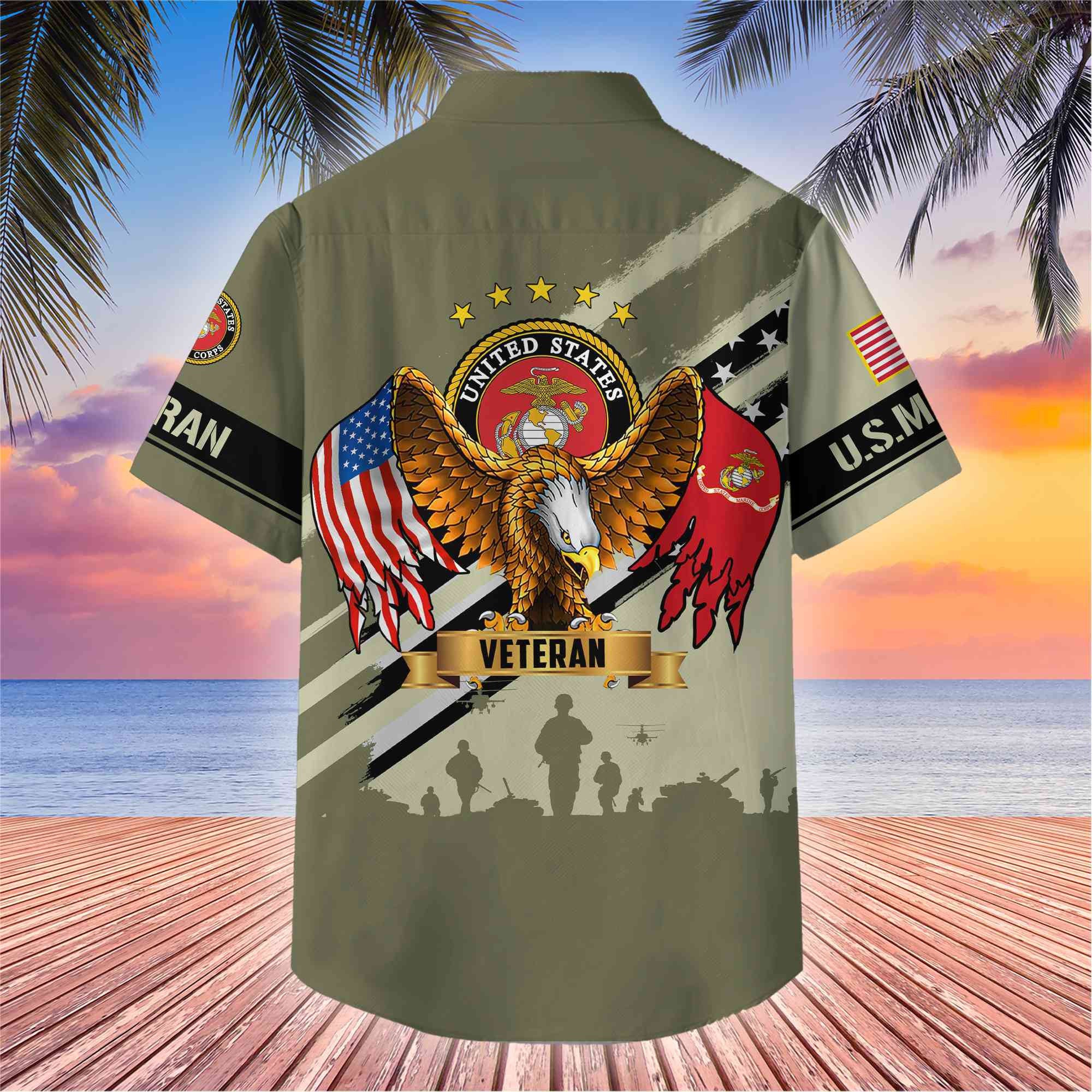 Premium US Veterans Hawaii Shirt, Gifts For Dad, For Husband Veteran BPVC080701