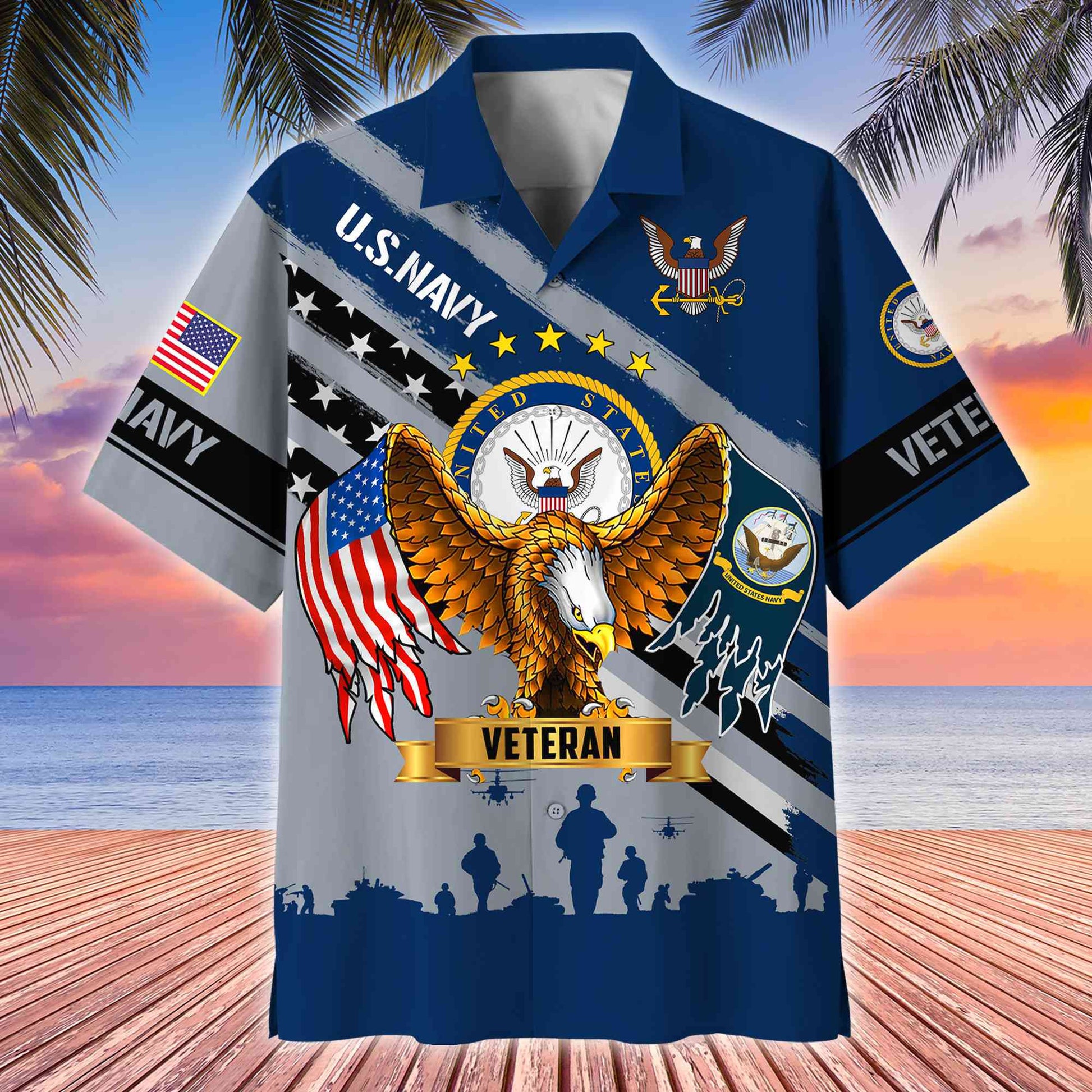 Premium US Veterans Hawaii Shirt, Gifts For Dad, For Husband Veteran BPVC080701