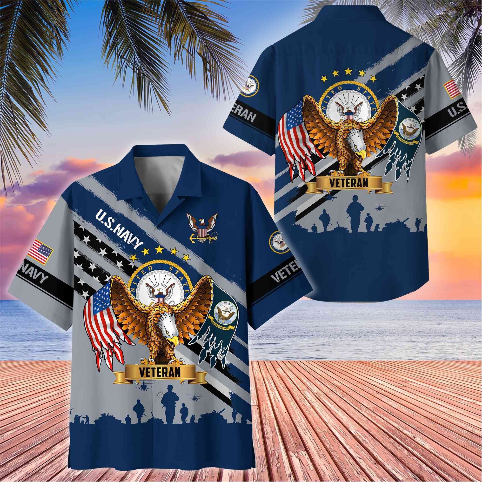 Premium US Veterans Hawaii Shirt, Gifts For Dad, For Husband Veteran BPVC080701