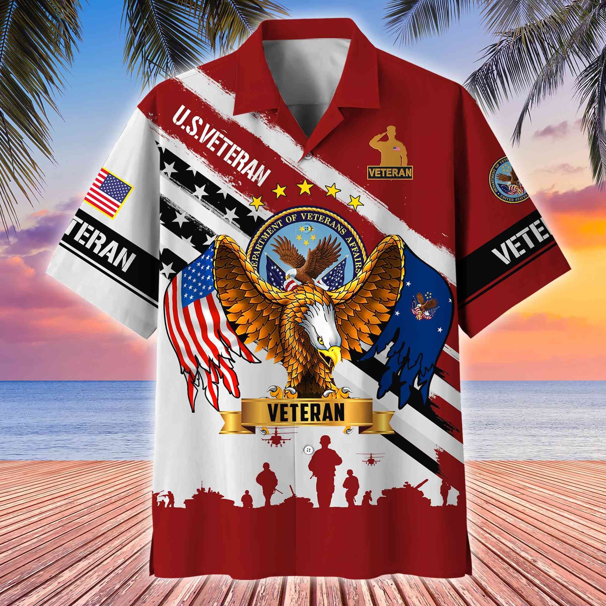 Premium US Veterans Hawaii Shirt, Gifts For Dad, For Husband Veteran BPVC080701