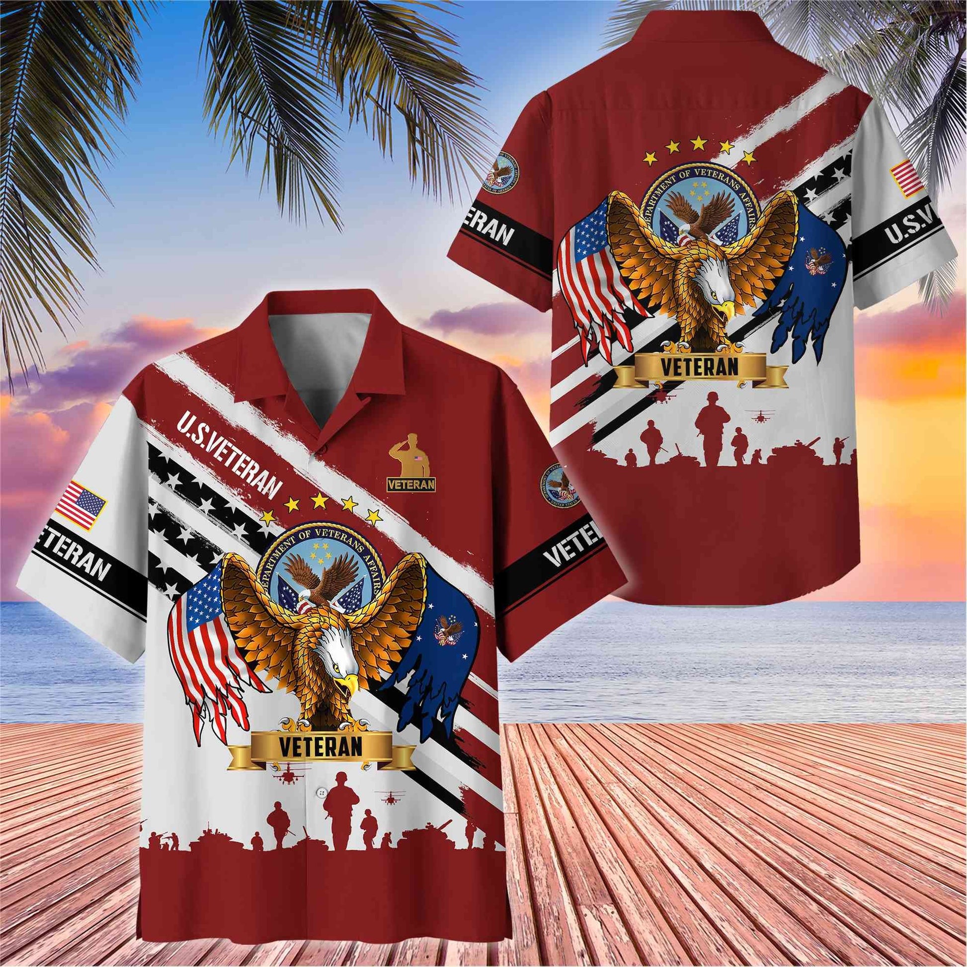 Premium US Veterans Hawaii Shirt, Gifts For Dad, For Husband Veteran BPVC080701