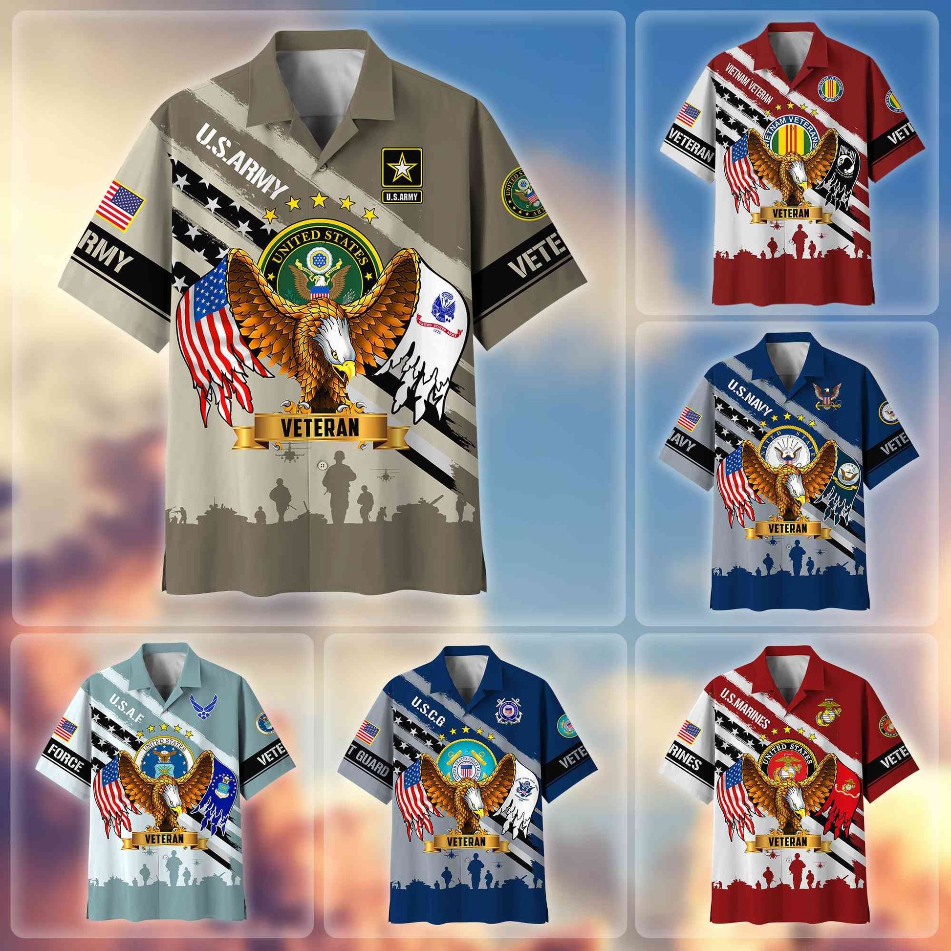 Premium US Veterans Hawaii Shirt, Gifts For Dad, For Husband Veteran BPVC080701