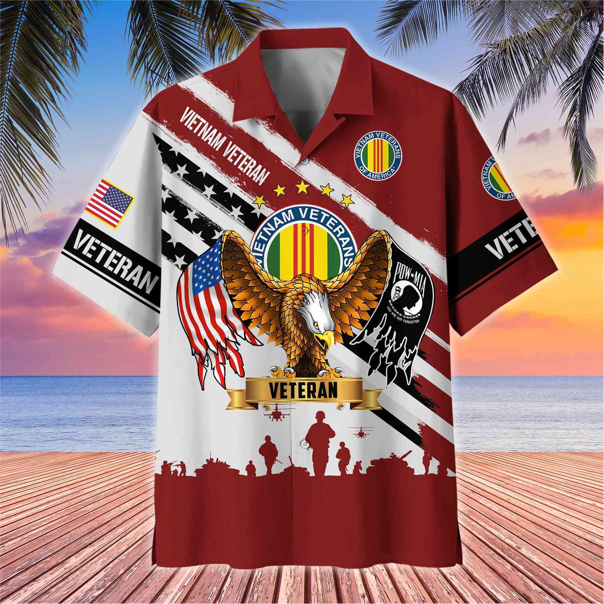 Premium US Veterans Hawaii Shirt, Gifts For Dad, For Husband Veteran BPVC080701