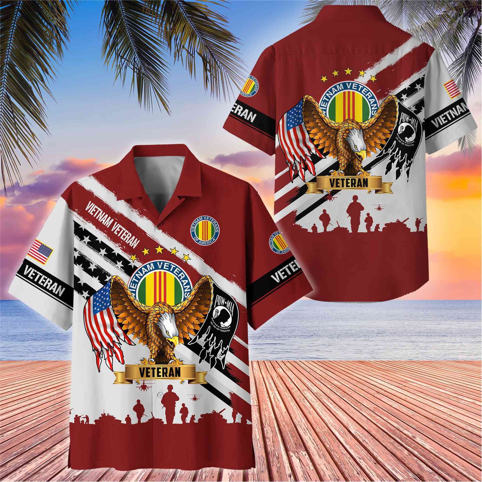 Premium US Veterans Hawaii Shirt, Gifts For Dad, For Husband Veteran BPVC080701