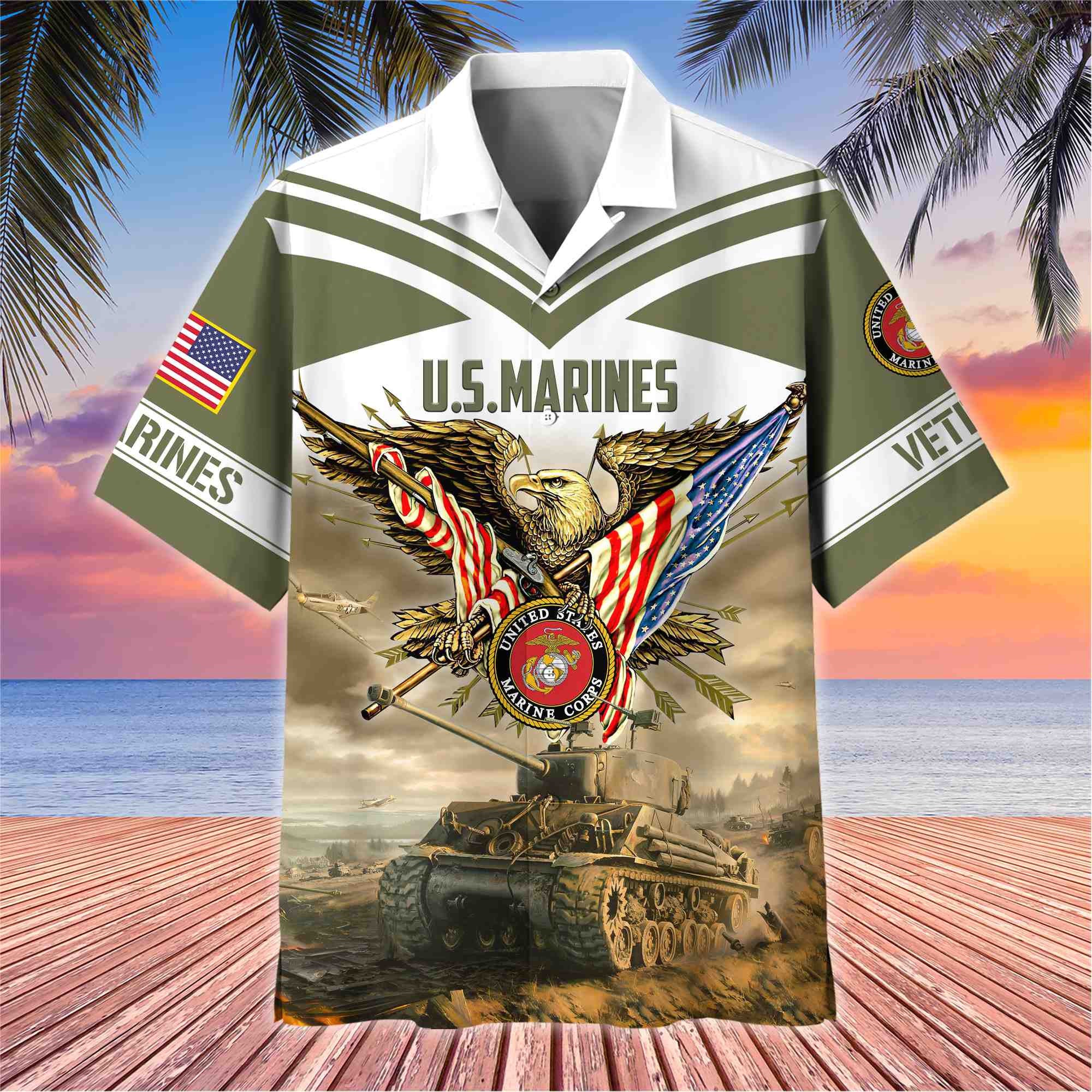 Premium American Pride US Veterans Hawaii Shirt, Gifts For Dad For Husband Veteran BPVC090703
