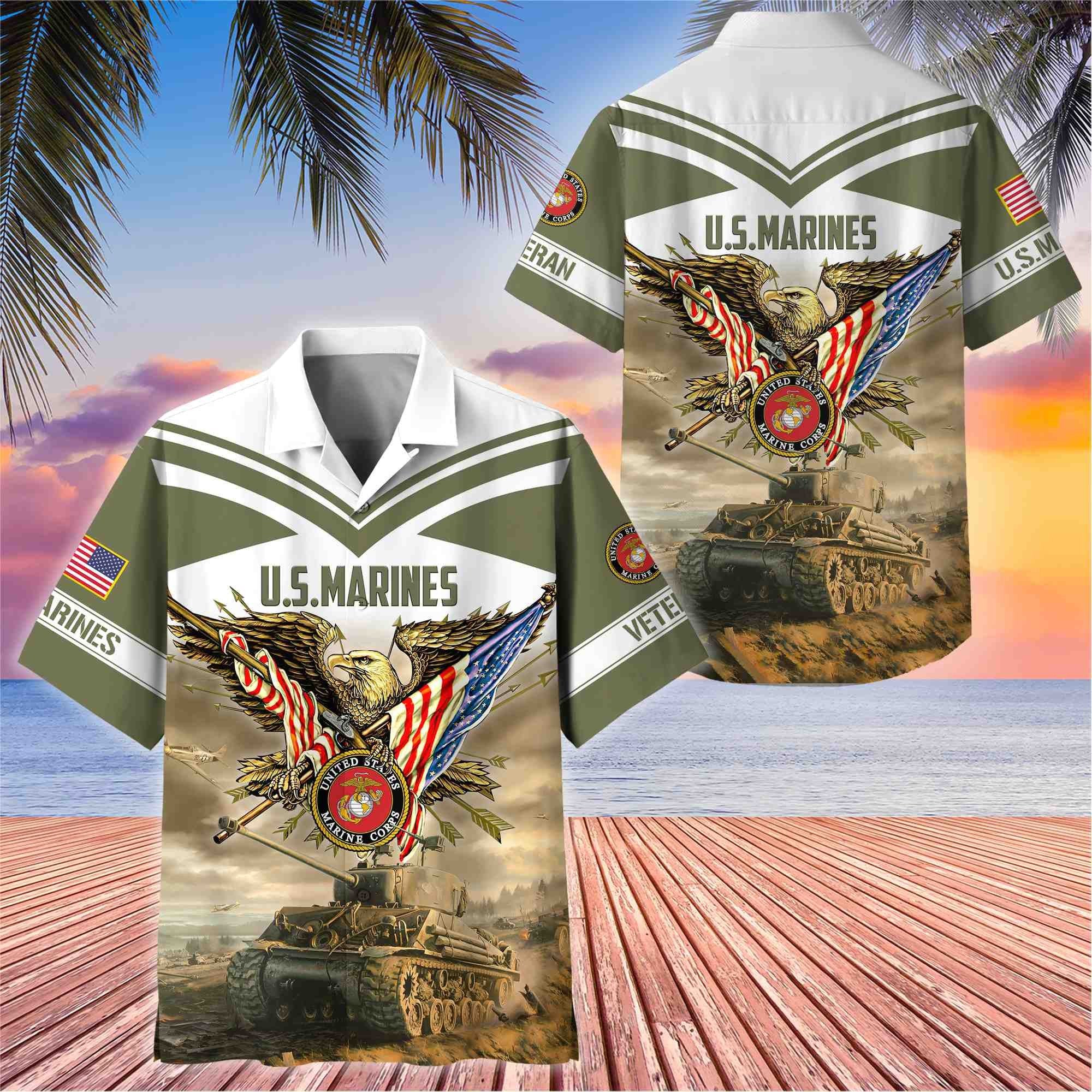Premium American Pride US Veterans Hawaii Shirt, Gifts For Dad For Husband Veteran BPVC090703