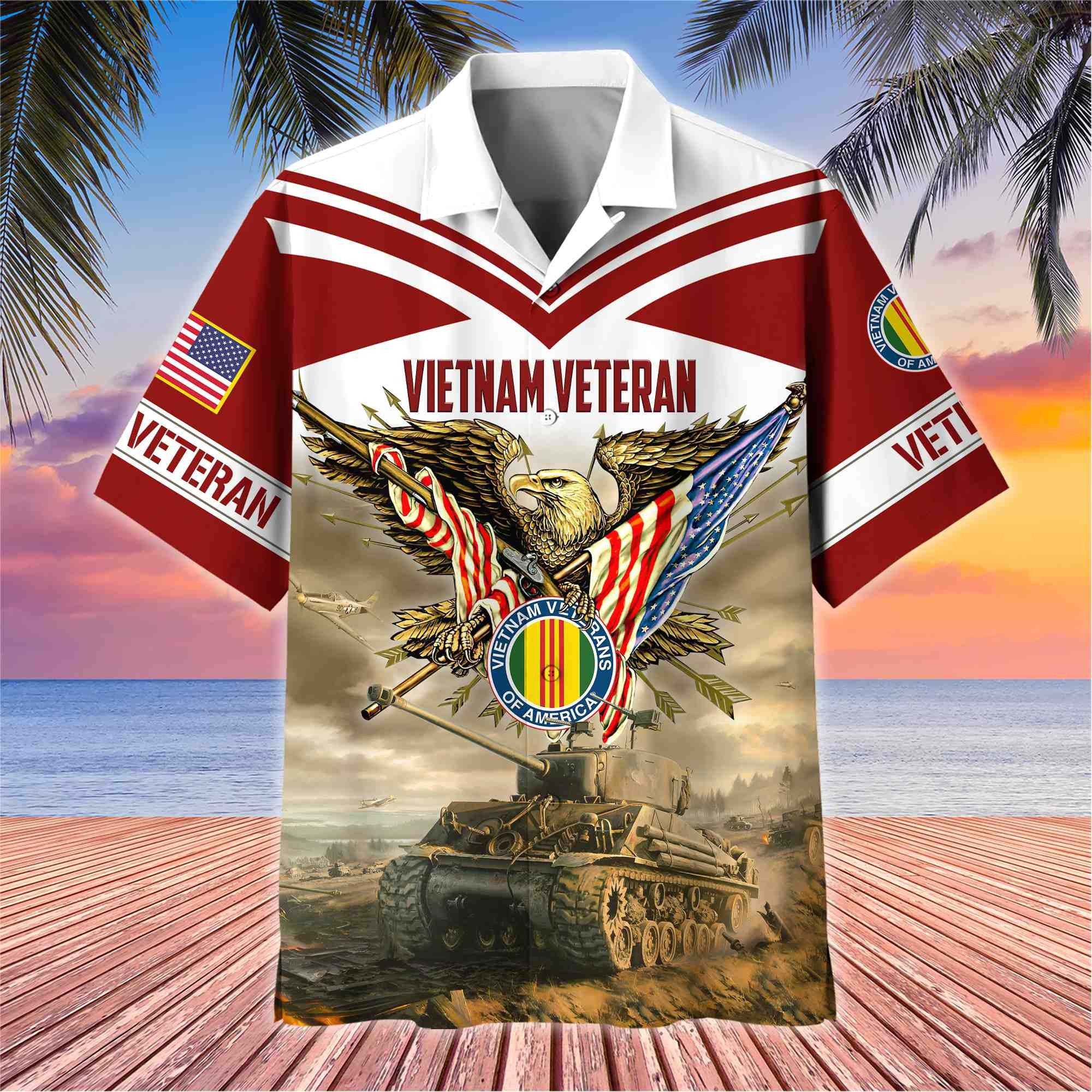 Premium American Pride US Veterans Hawaii Shirt, Gifts For Dad For Husband Veteran BPVC090703