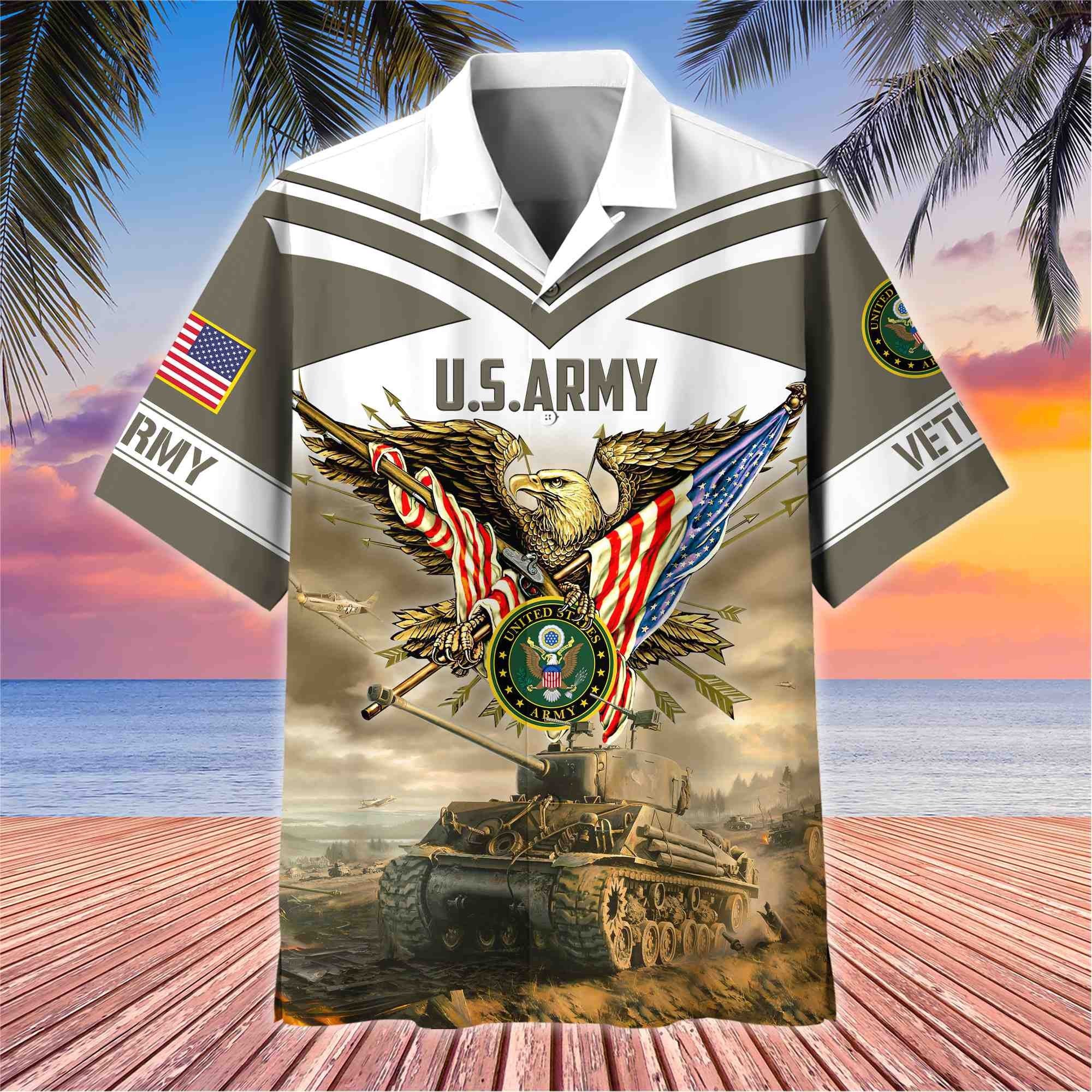 Premium American Pride US Veterans Hawaii Shirt, Gifts For Dad For Husband Veteran BPVC090703