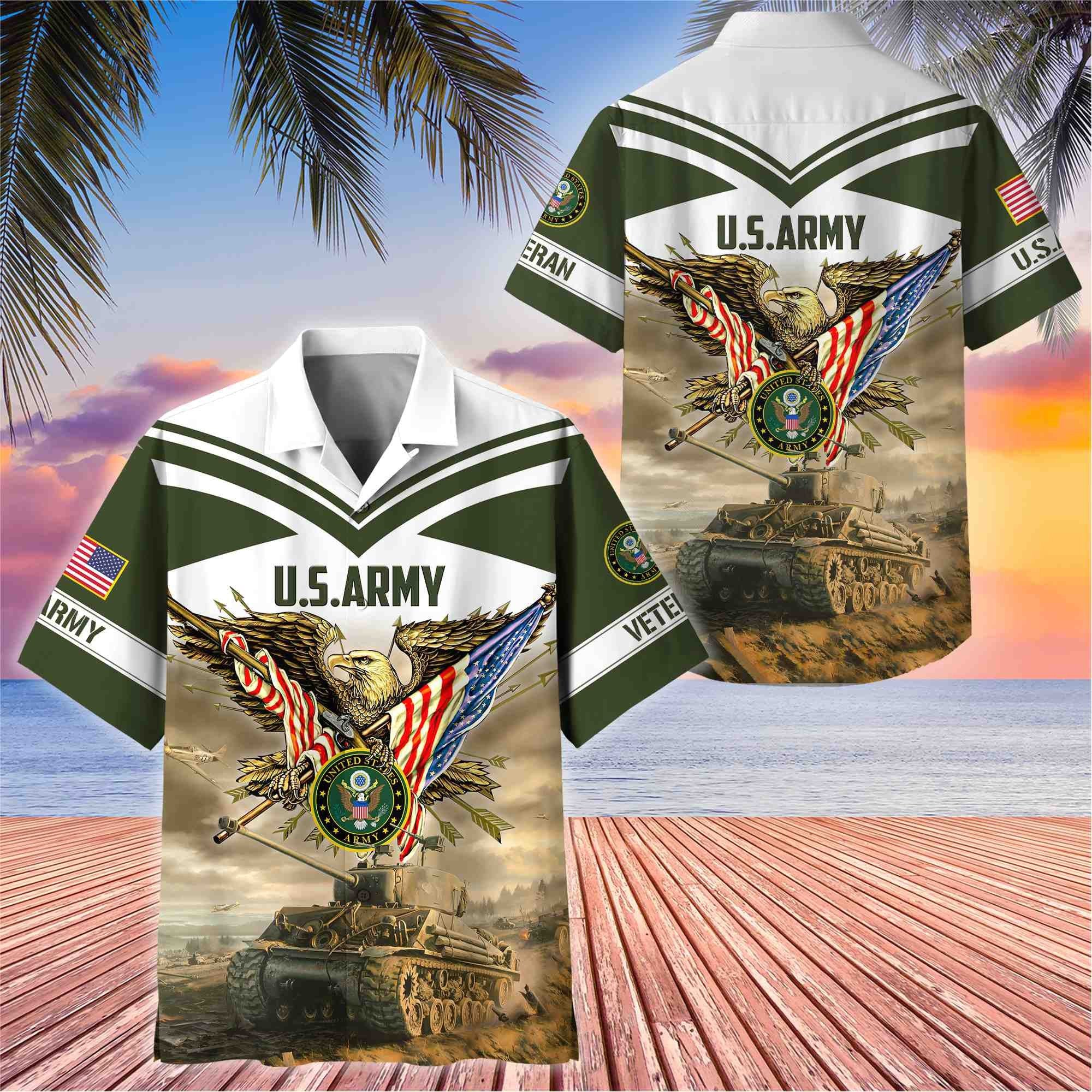 Premium American Pride US Veterans Hawaii Shirt, Gifts For Dad For Husband Veteran BPVC090703