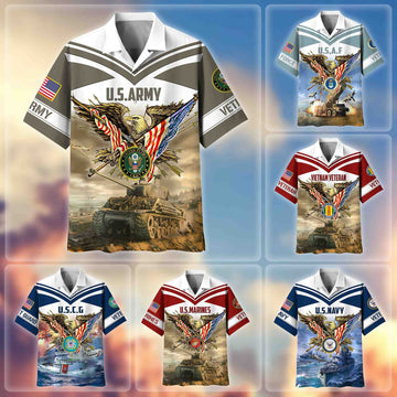 Premium American Pride US Veterans Hawaii Shirt, Gifts For Dad For Husband Veteran BPVC090703