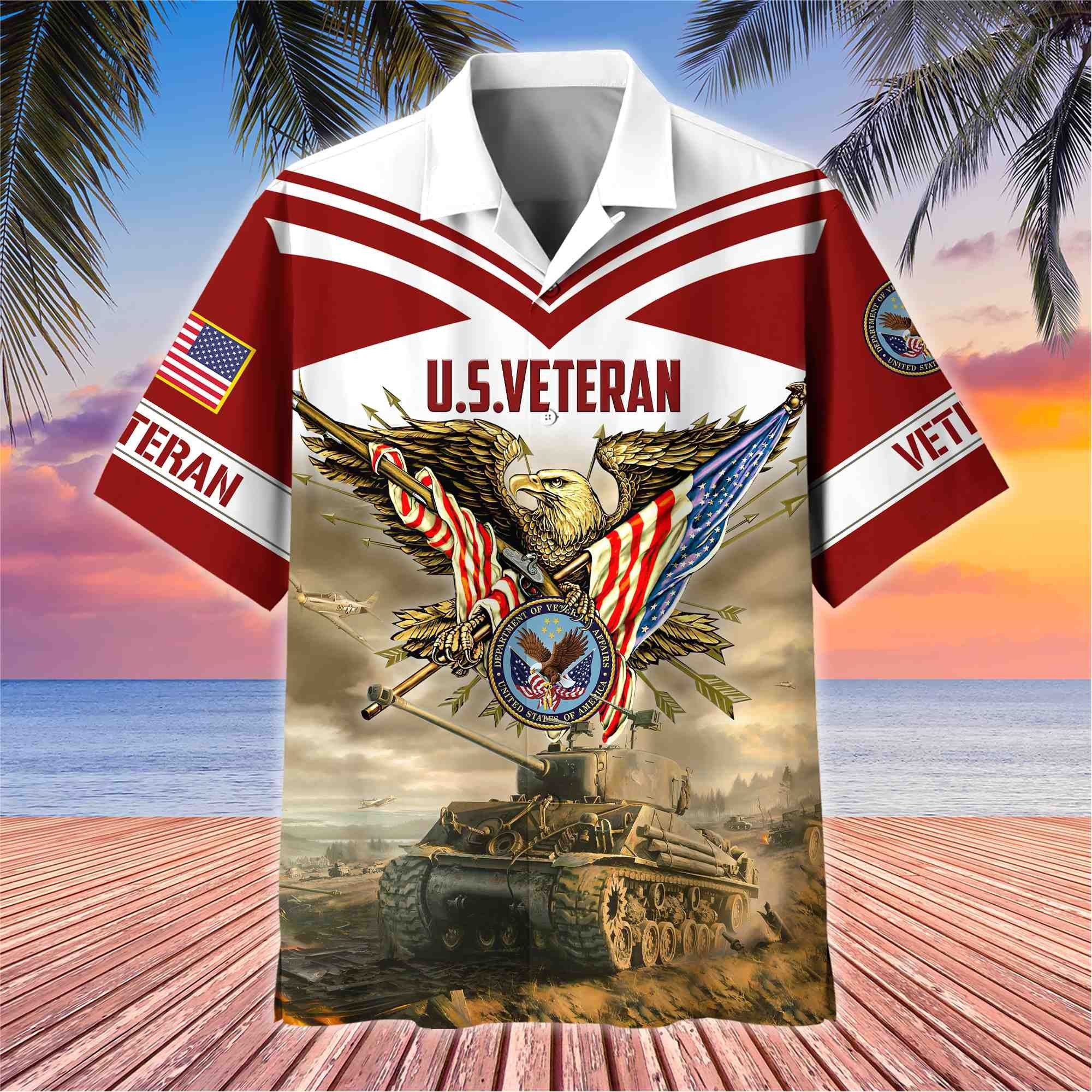 Premium American Pride US Veterans Hawaii Shirt, Gifts For Dad For Husband Veteran BPVC090703