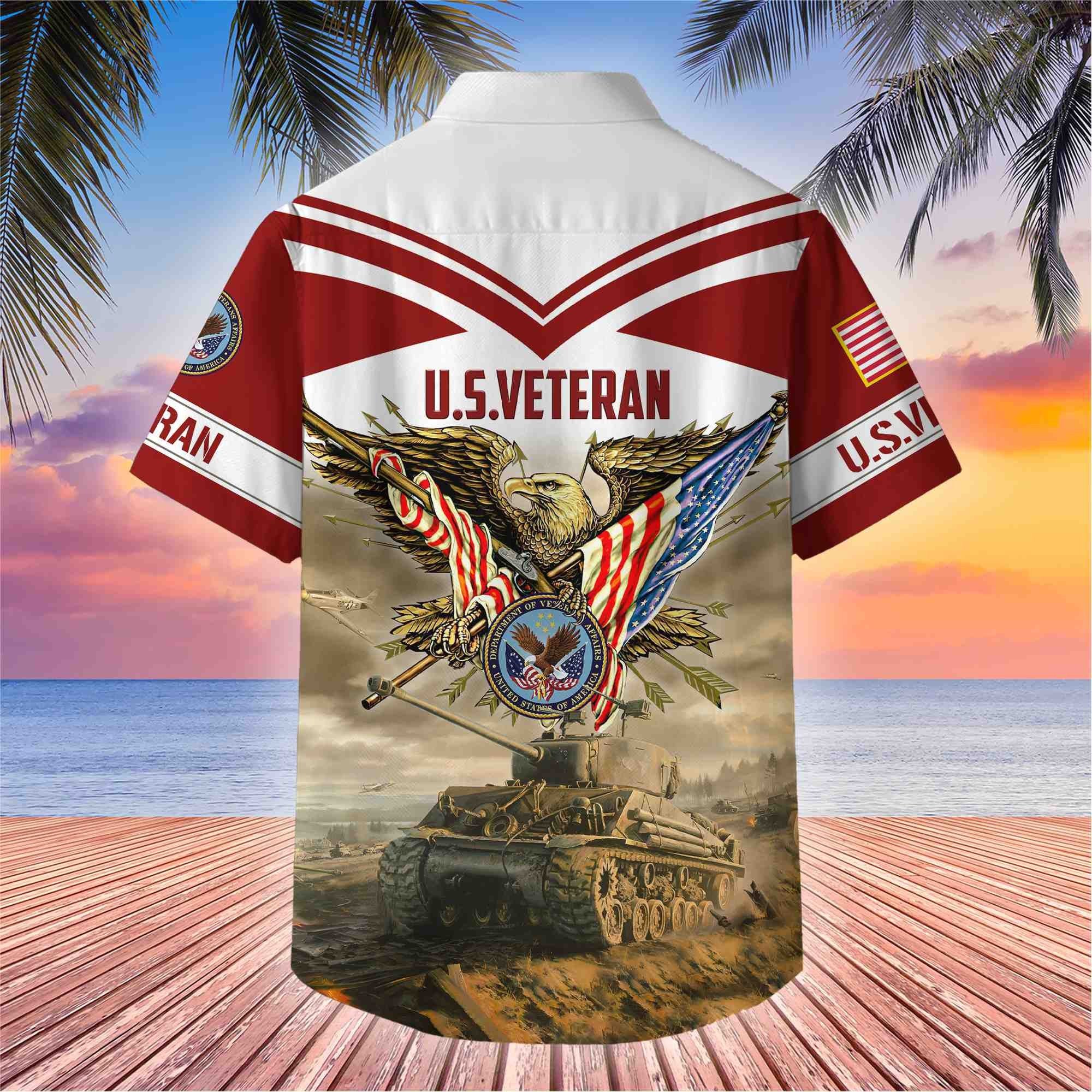 Premium American Pride US Veterans Hawaii Shirt, Gifts For Dad For Husband Veteran BPVC090703