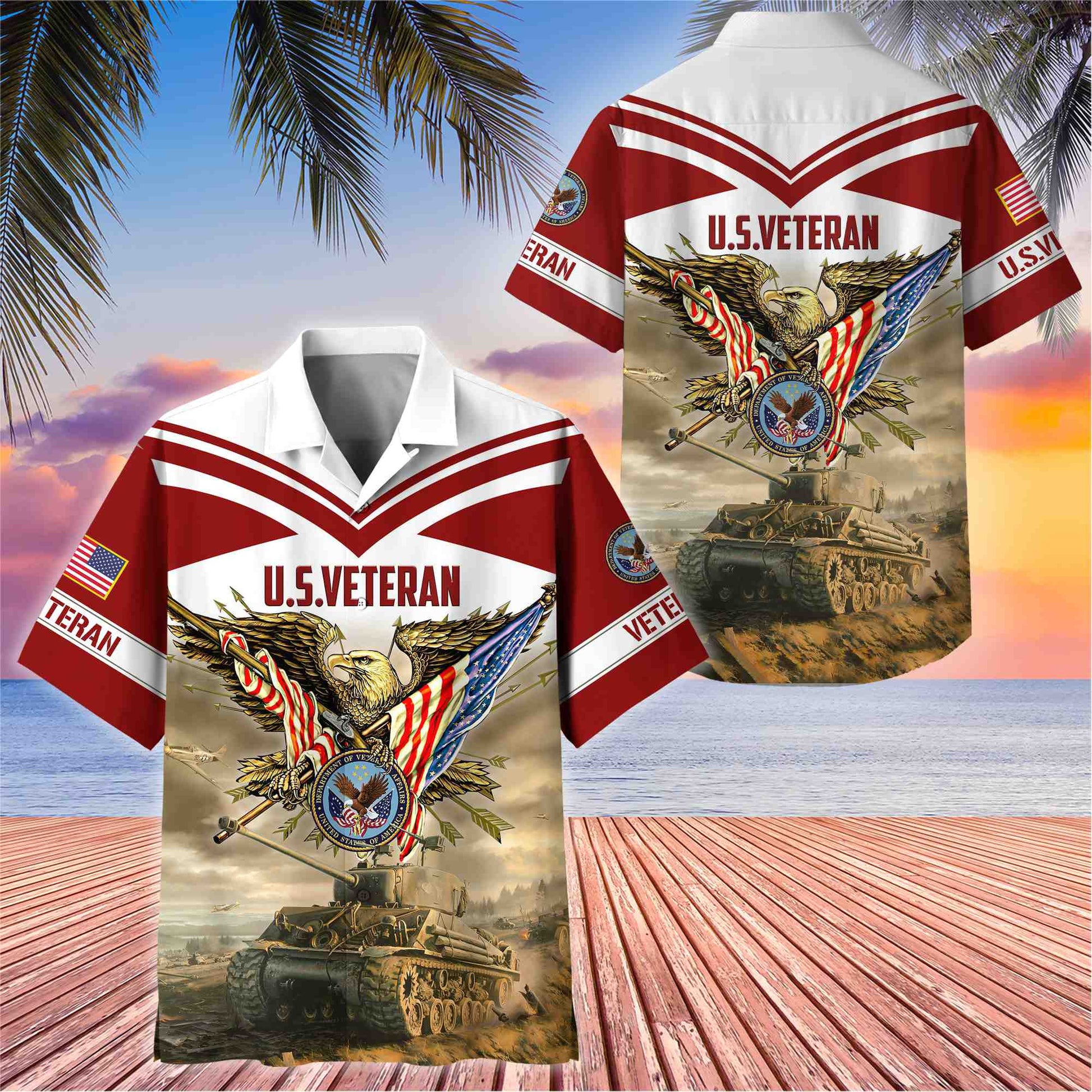 Premium American Pride US Veterans Hawaii Shirt, Gifts For Dad For Husband Veteran BPVC090703