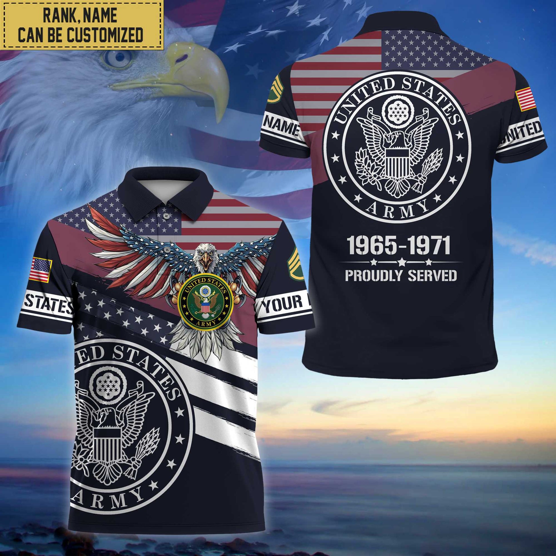 Premium Custom US Army Polo Shirt, Gifts for Army Veteran, Gifts For Dad, For Husband VPVC202101