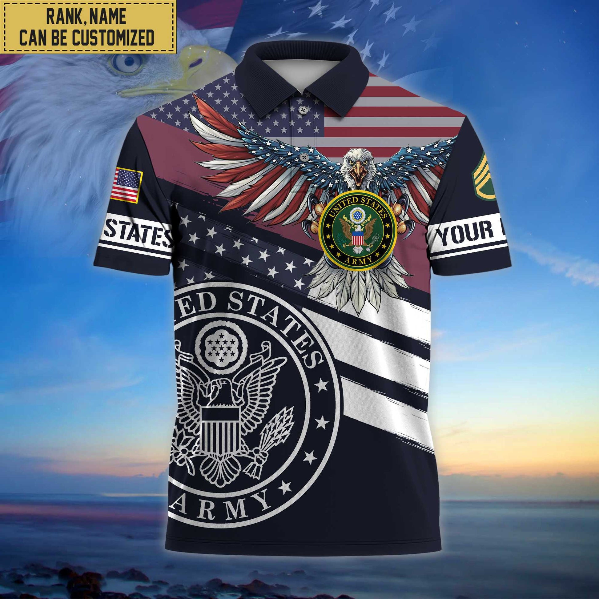 Premium Custom US Army Polo Shirt, Gifts for Army Veteran, Gifts For Dad, For Husband VPVC202101