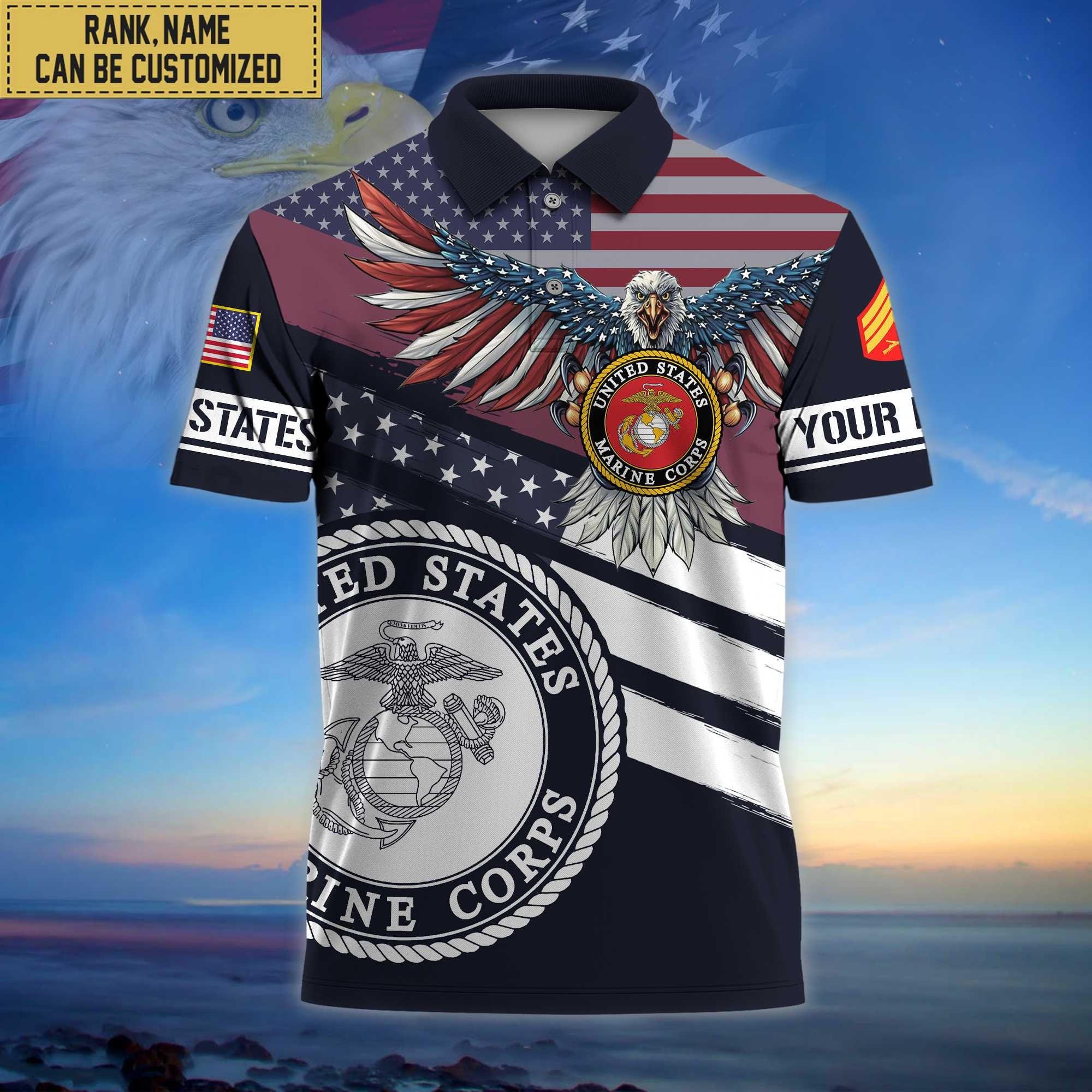 Premium Custom USMC Polo Shirt, Gifts for Marine Veteran, Gifts For Dad, For Husband VPVC202103