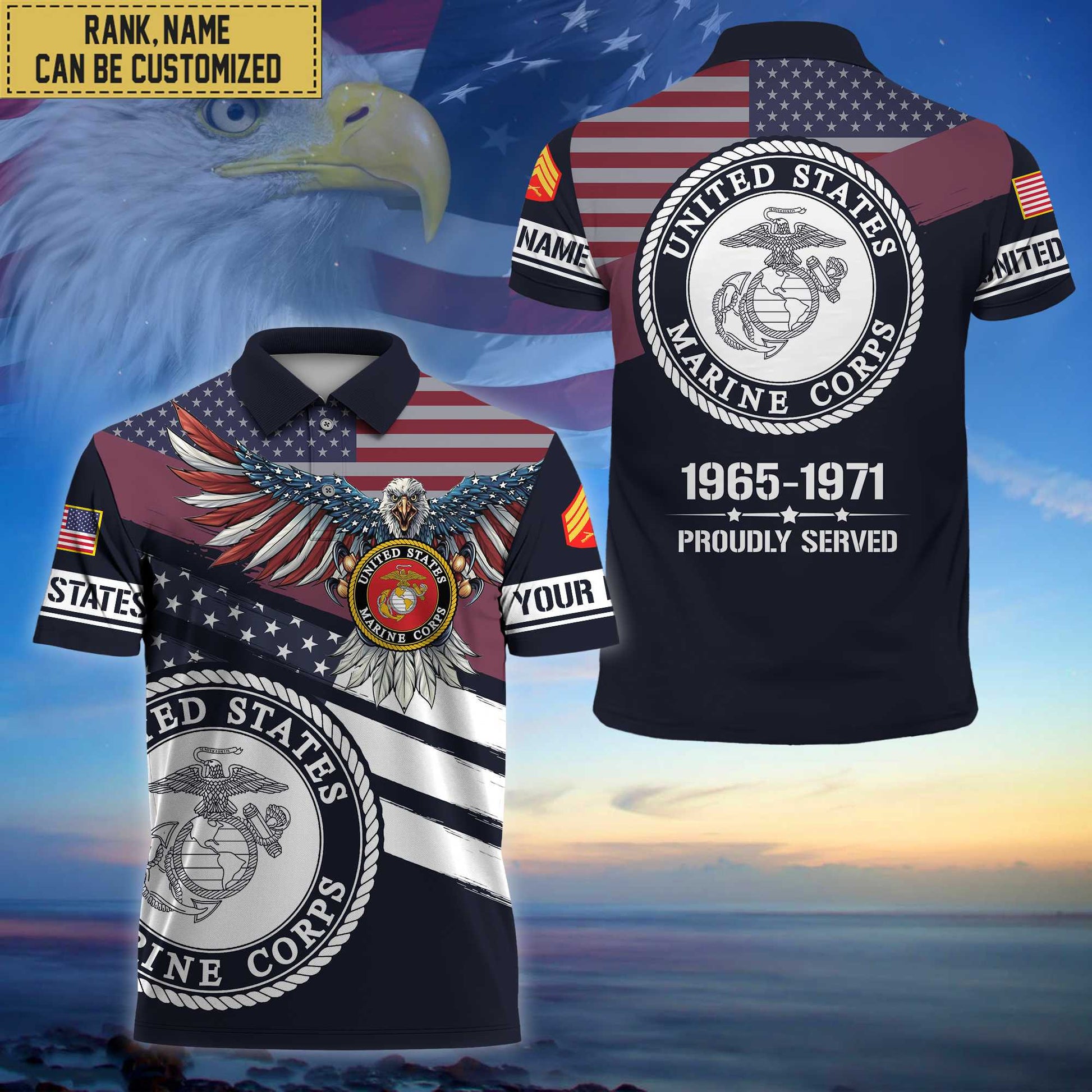 Premium Custom USMC Polo Shirt, Gifts for Marine Veteran, Gifts For Dad, For Husband VPVC202103